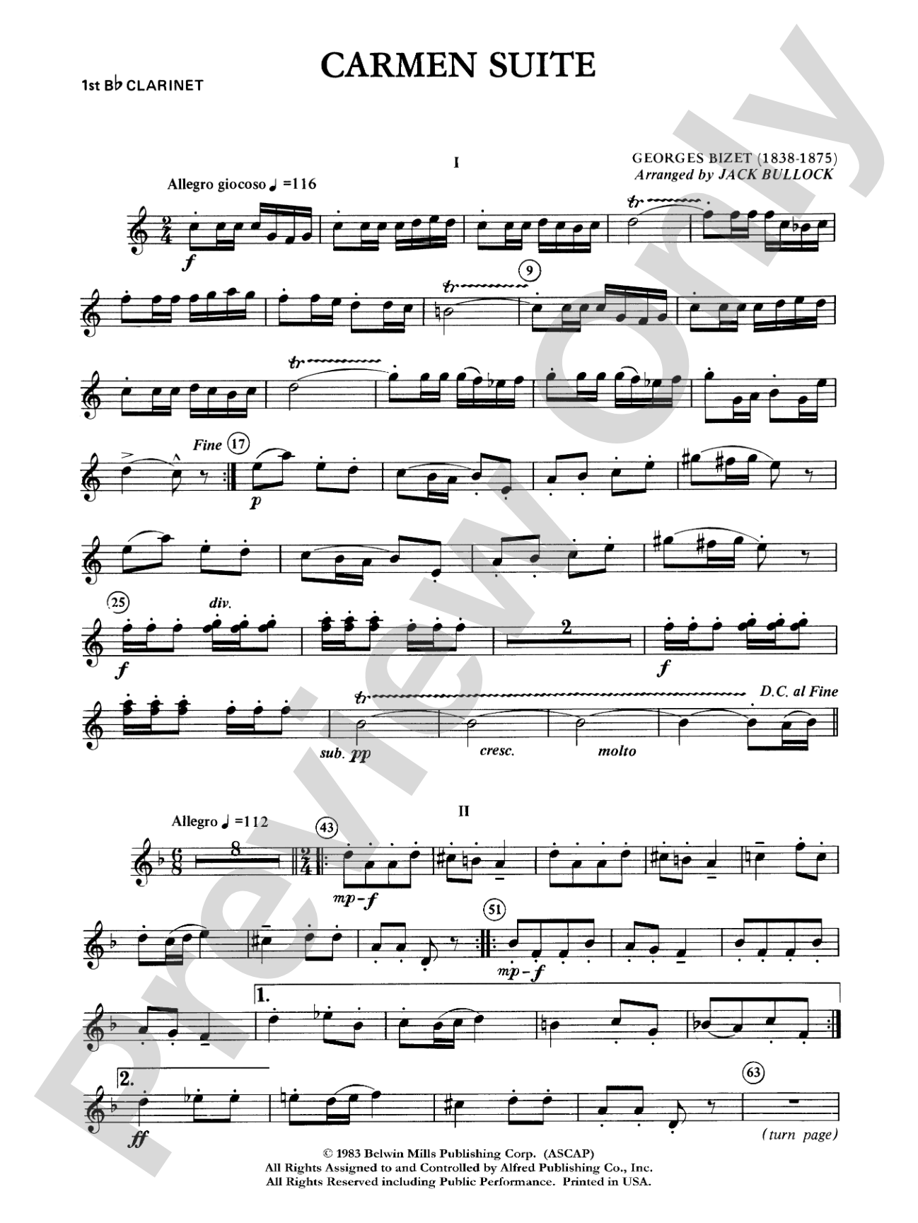 Carmen Suite: 1st B-flat Clarinet