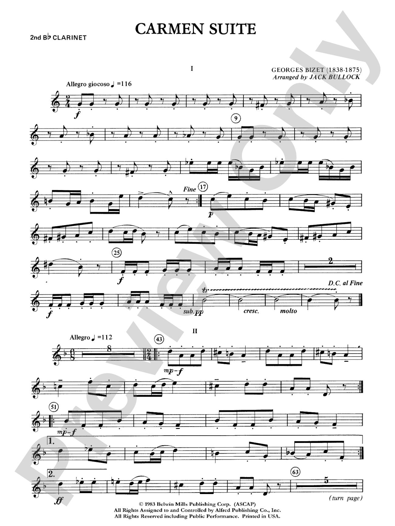 Carmen Suite: 2nd B-flat Clarinet