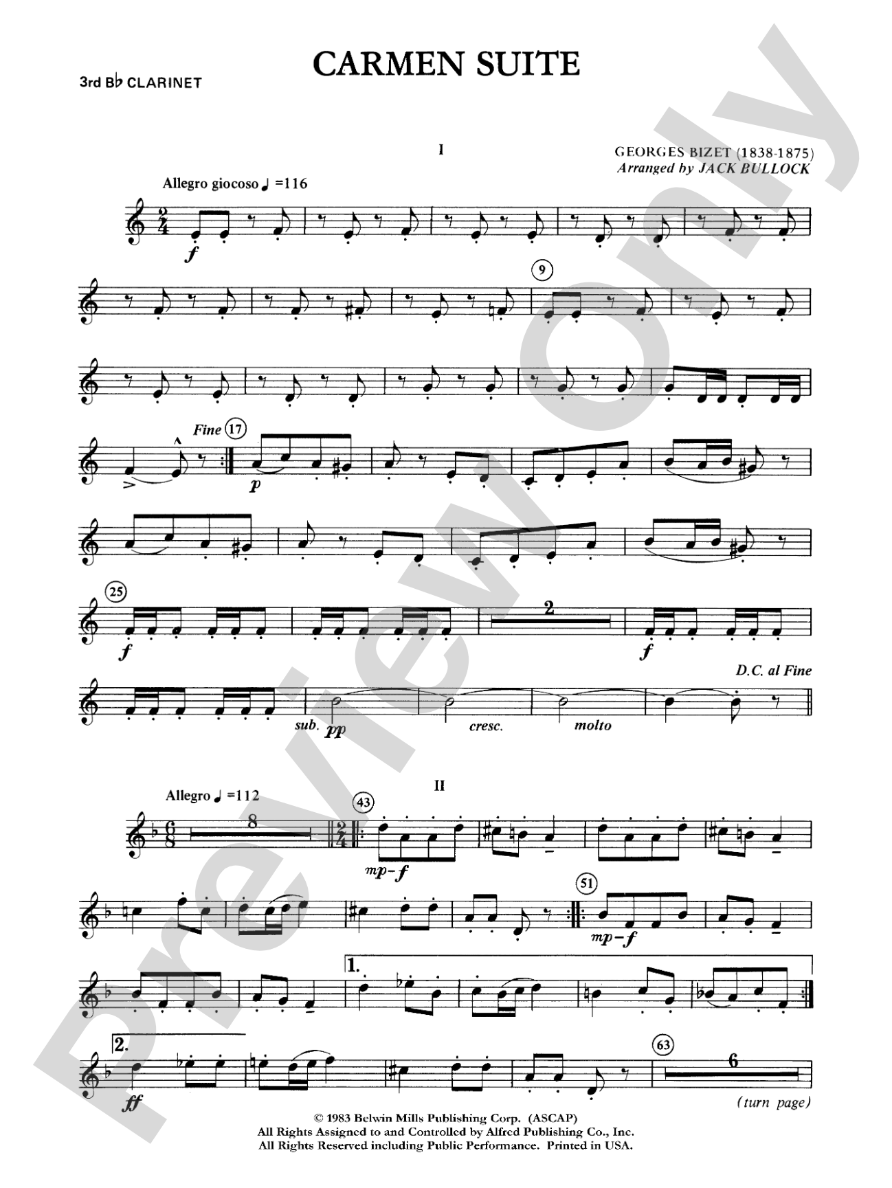 Carmen Suite: 3rd B-flat Clarinet