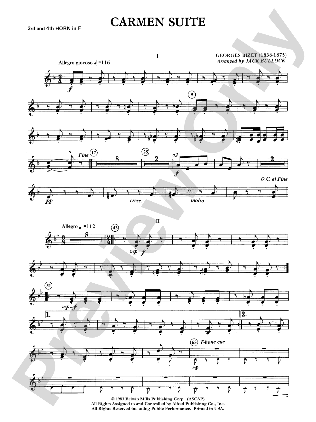 Carmen Suite: 3rd & 4th F Horns