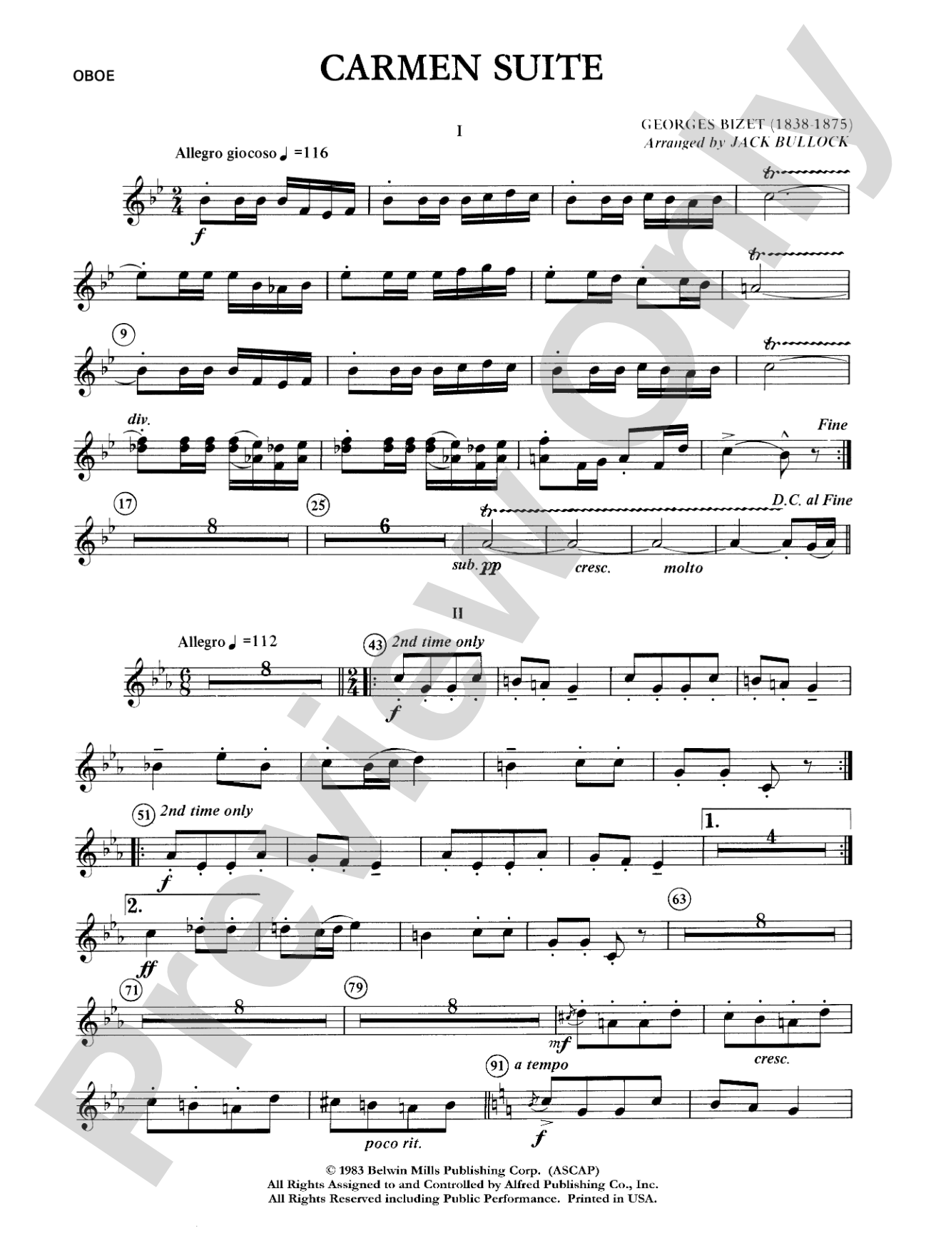 Carmen Suite: Oboe