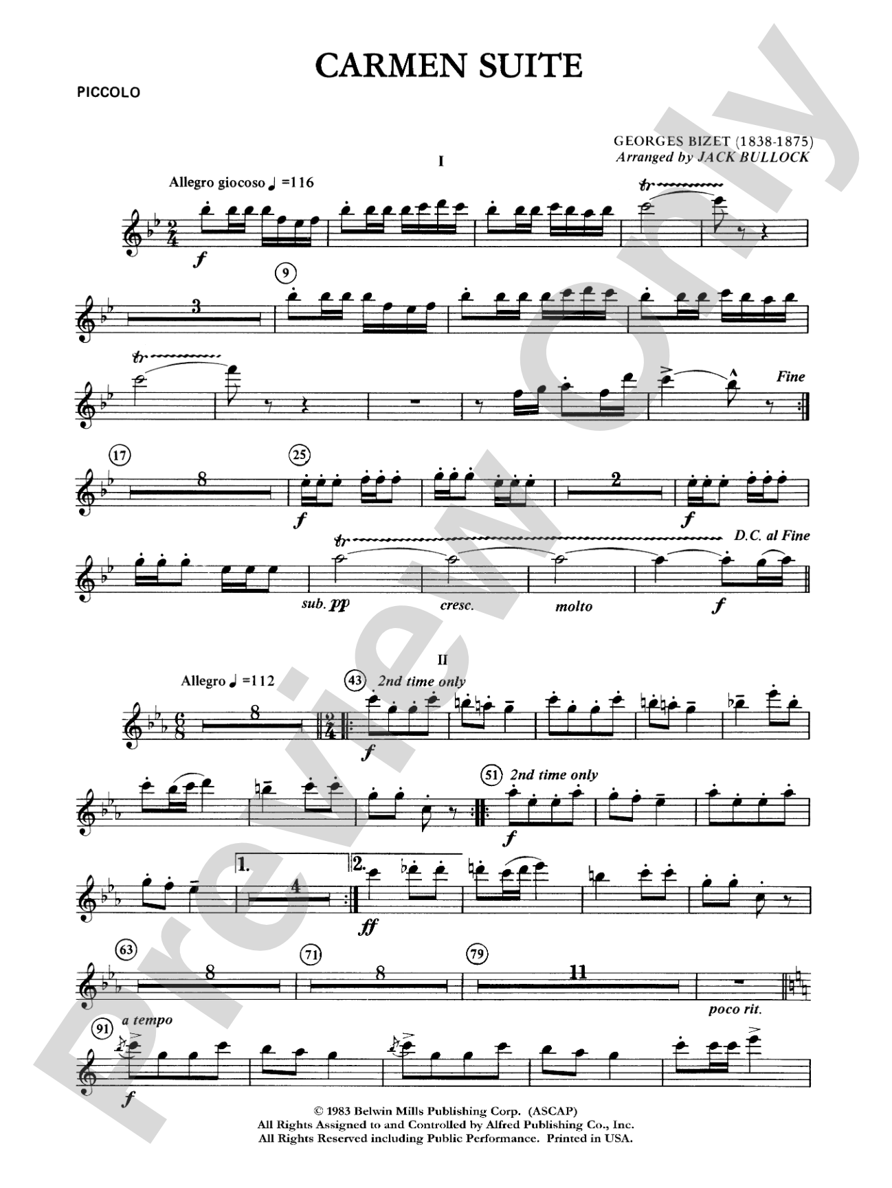 Carmen Suite: Piccolo