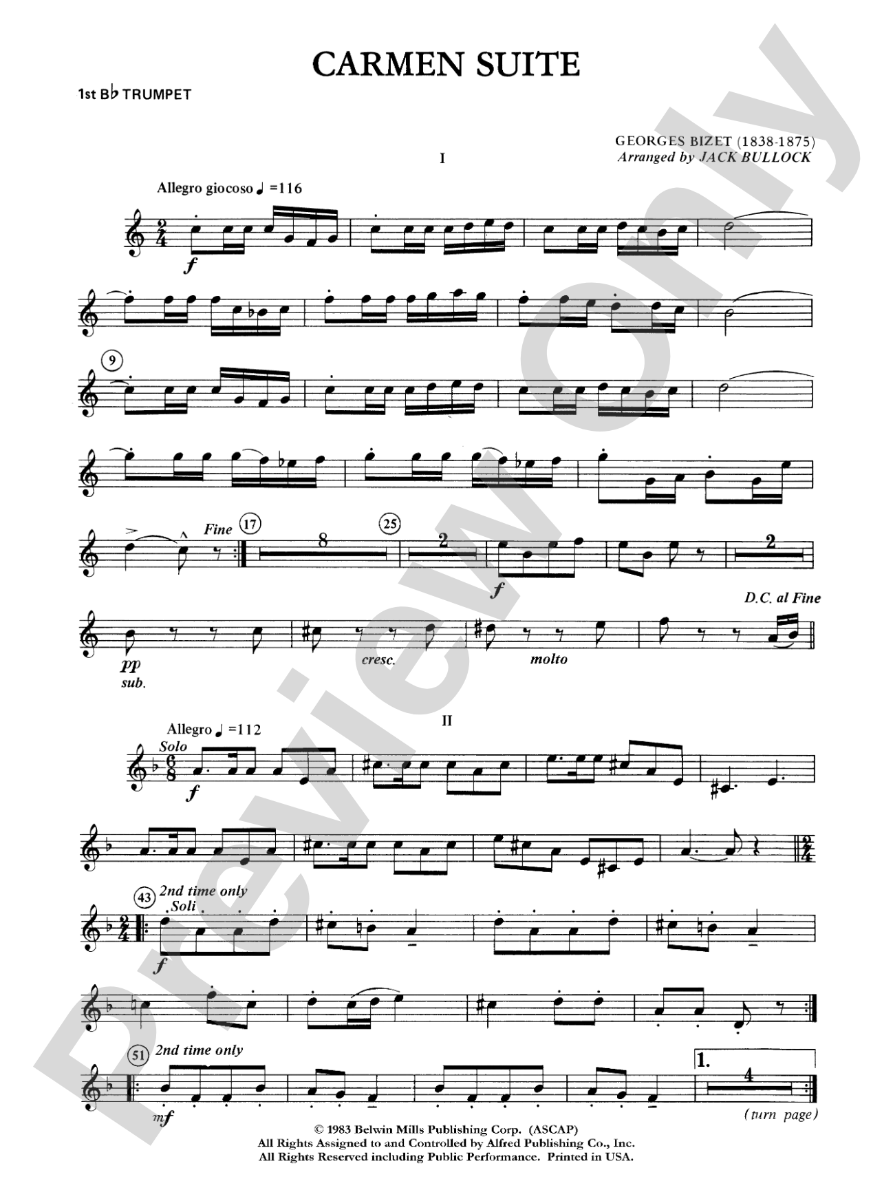 Carmen Suite: 1st B-flat Trumpet