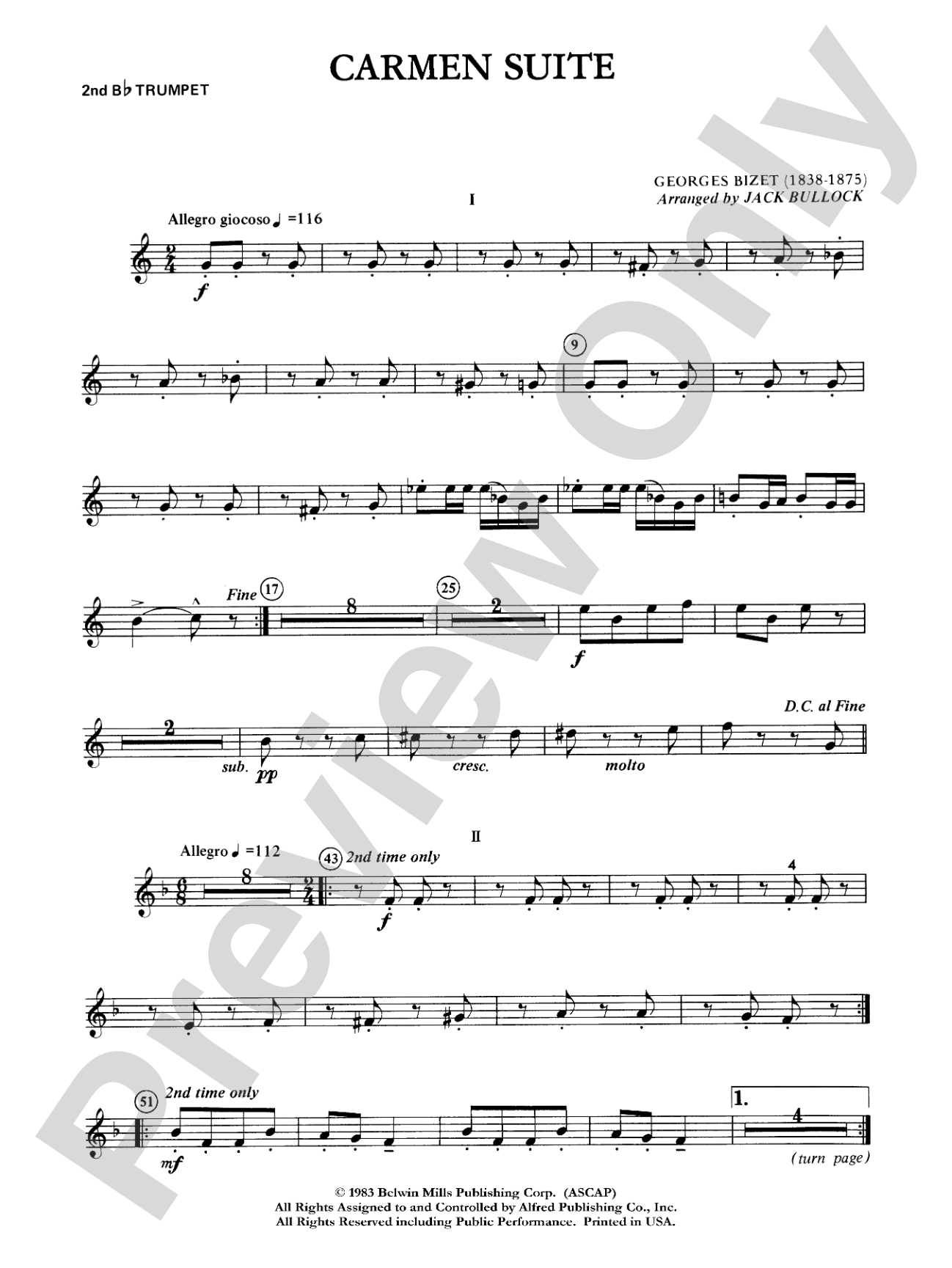 Carmen Suite: 2nd B-flat Trumpet