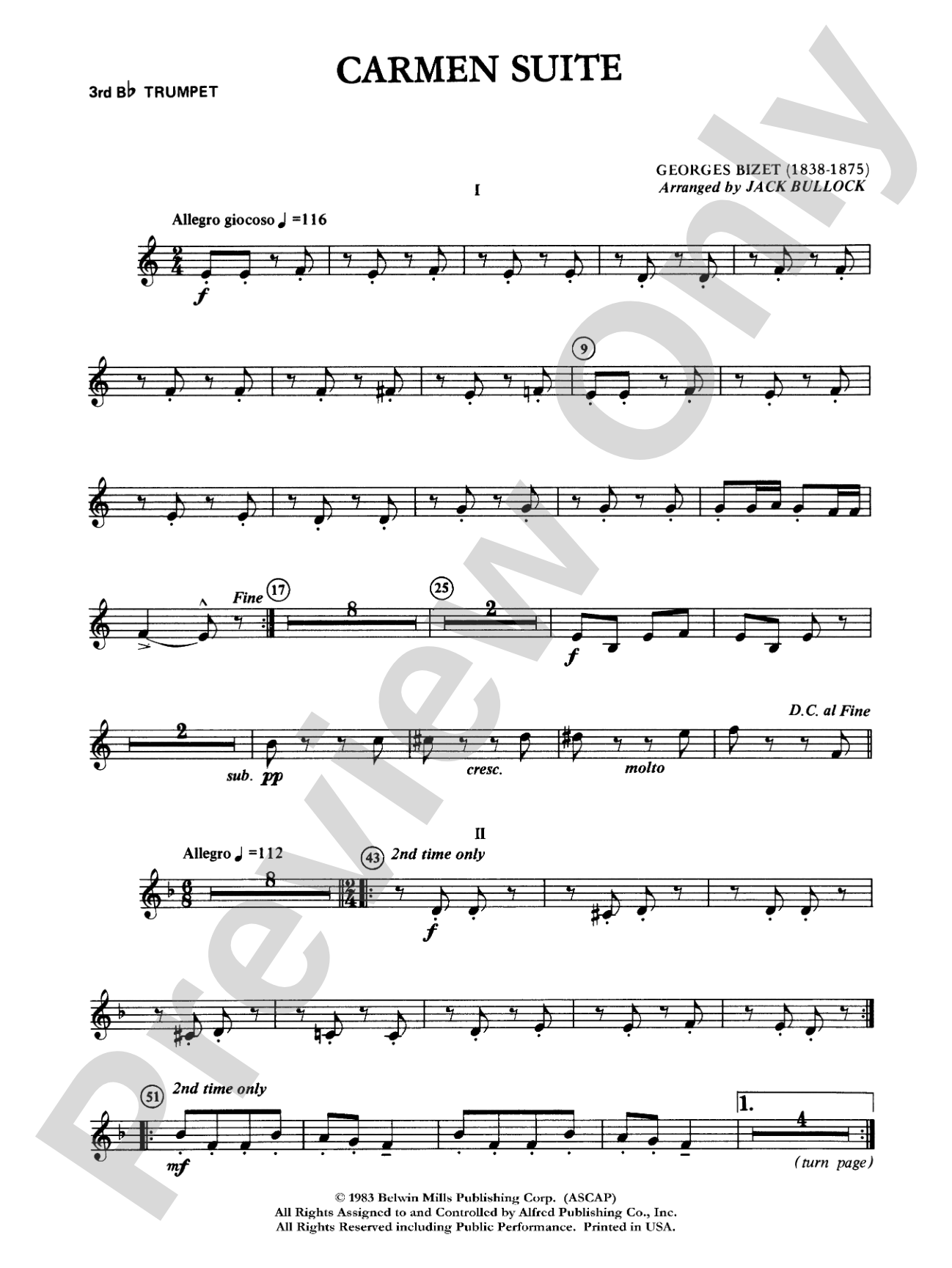 Carmen Suite: 3rd B-flat Trumpet
