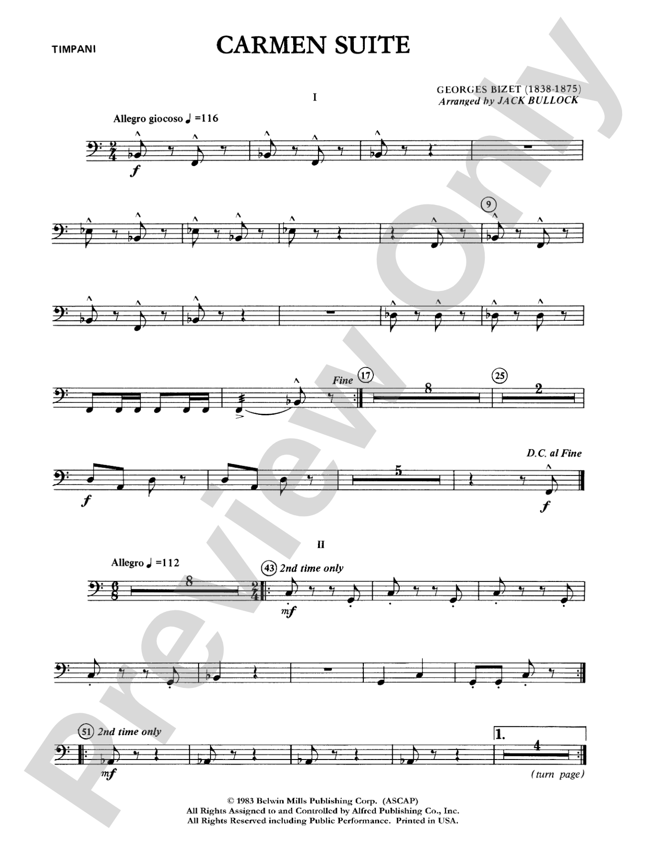 Carmen Suite: Timpani