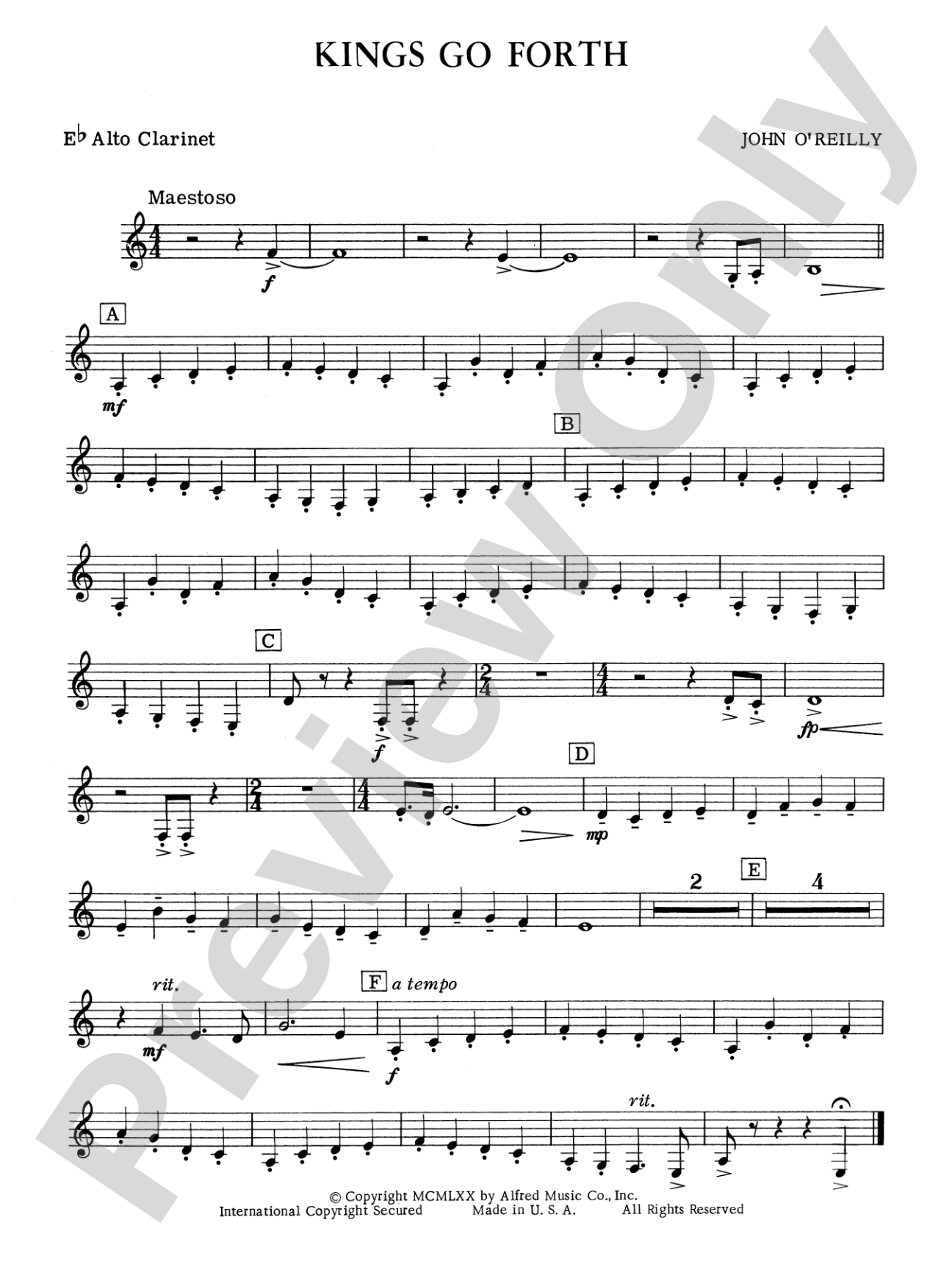 Kings Go Forth: E-flat Alto Clarinet