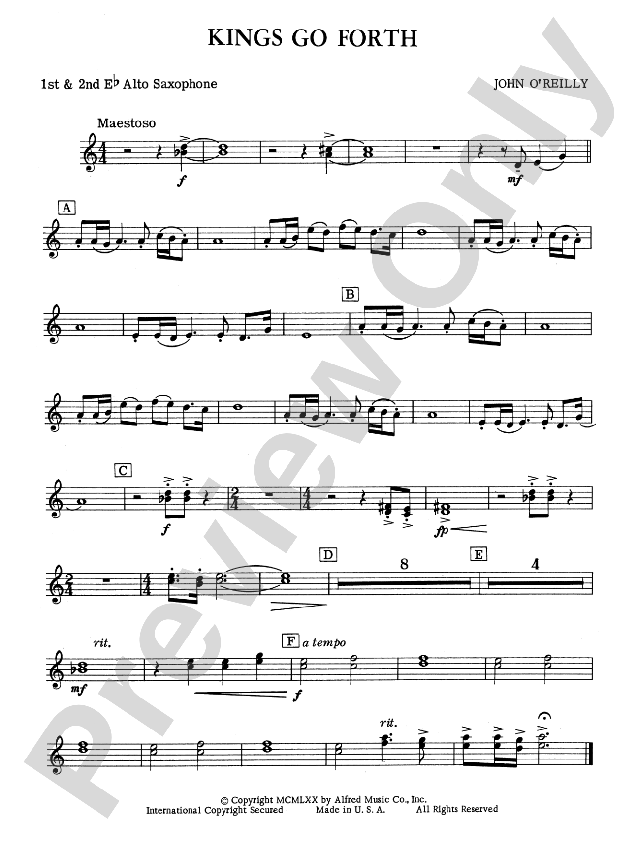 Kings Go Forth: E-flat Alto Saxophone