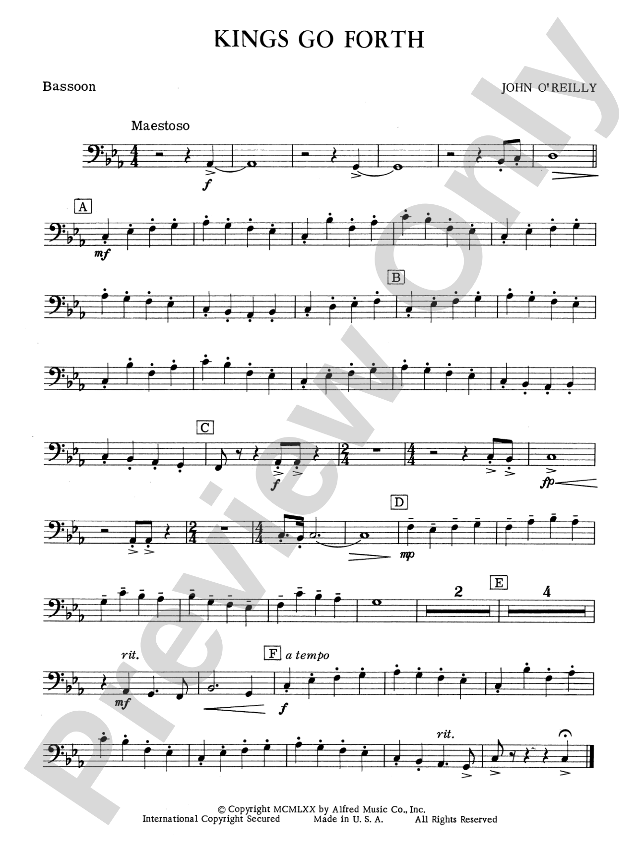 Kings Go Forth: Bassoon