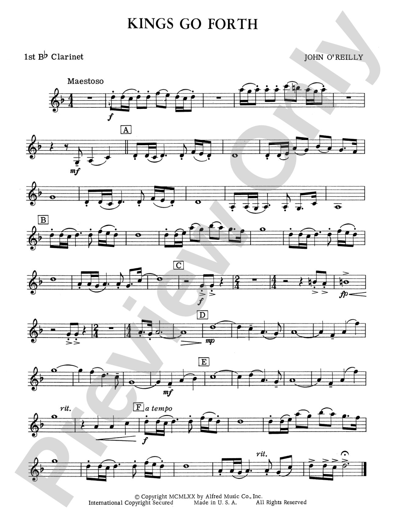 Kings Go Forth: 1st B-flat Clarinet