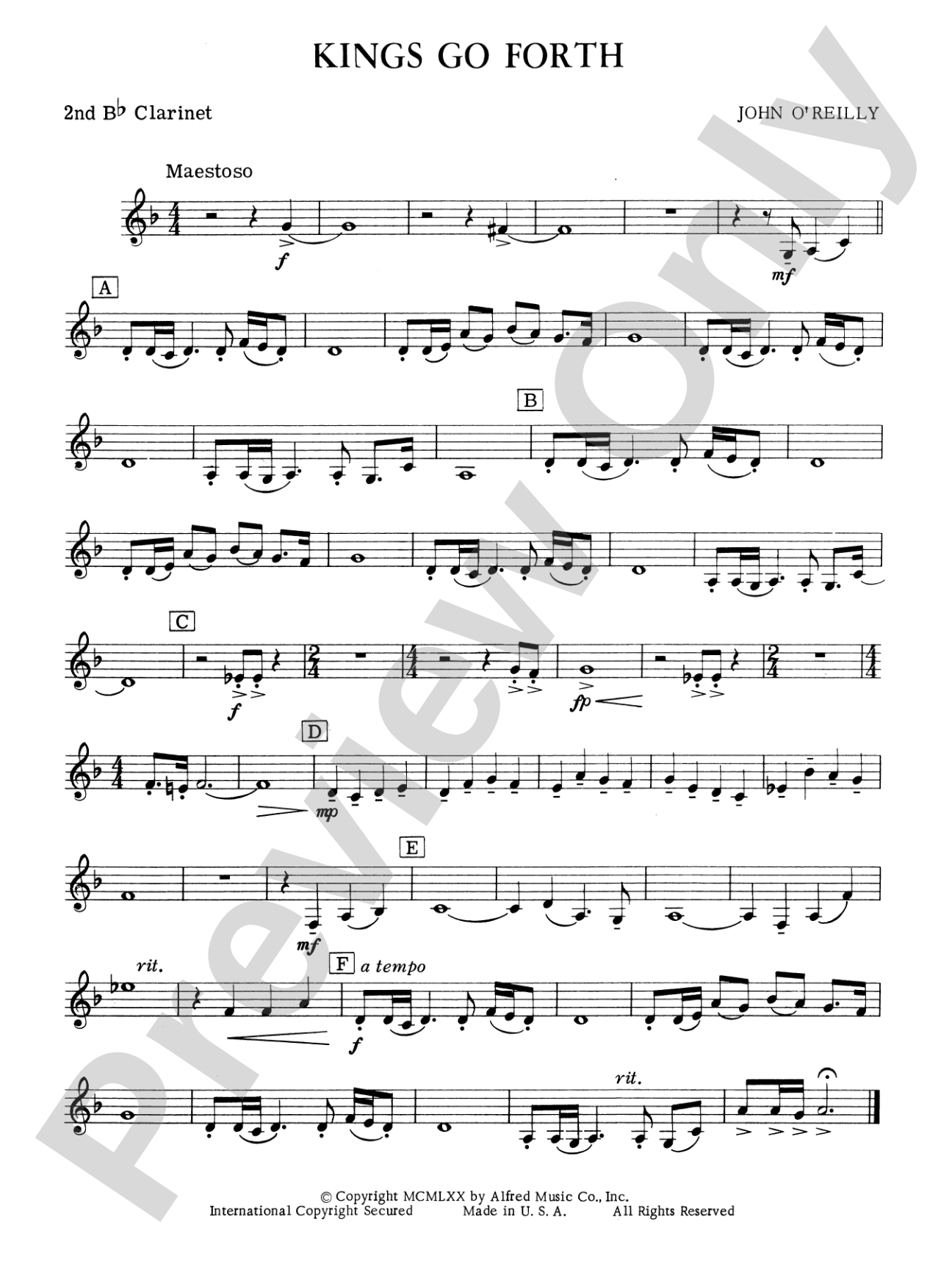 Kings Go Forth: 2nd B-flat Clarinet