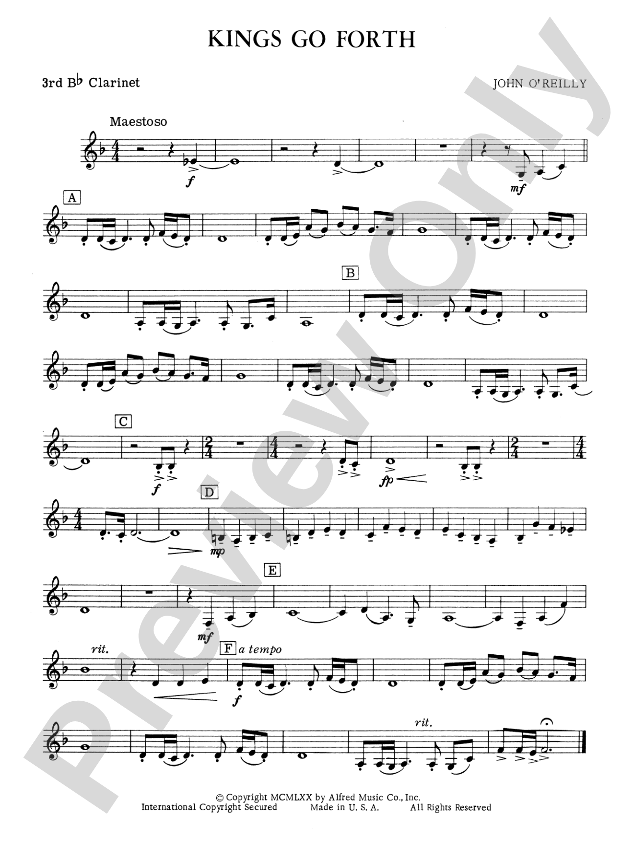 Kings Go Forth: 3rd B-flat Clarinet