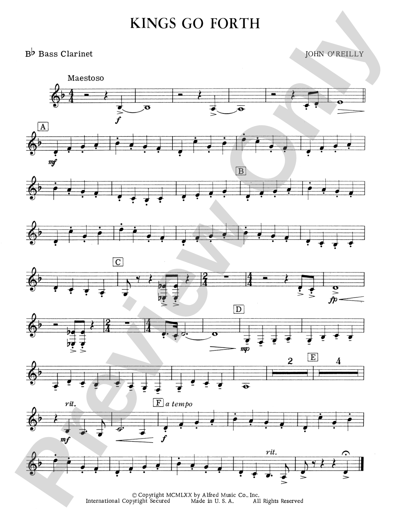 Kings Go Forth: B-flat Bass Clarinet