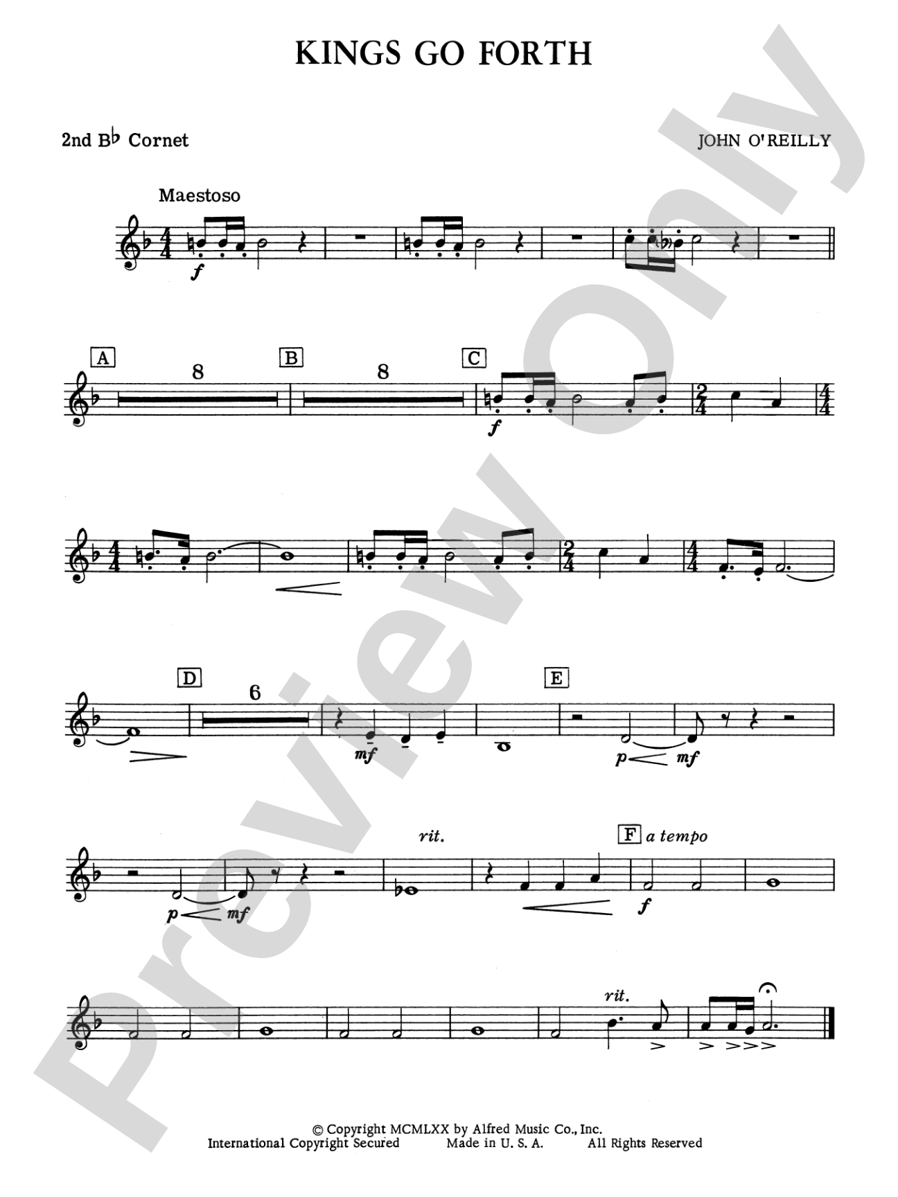 Kings Go Forth: 2nd B-flat Cornet