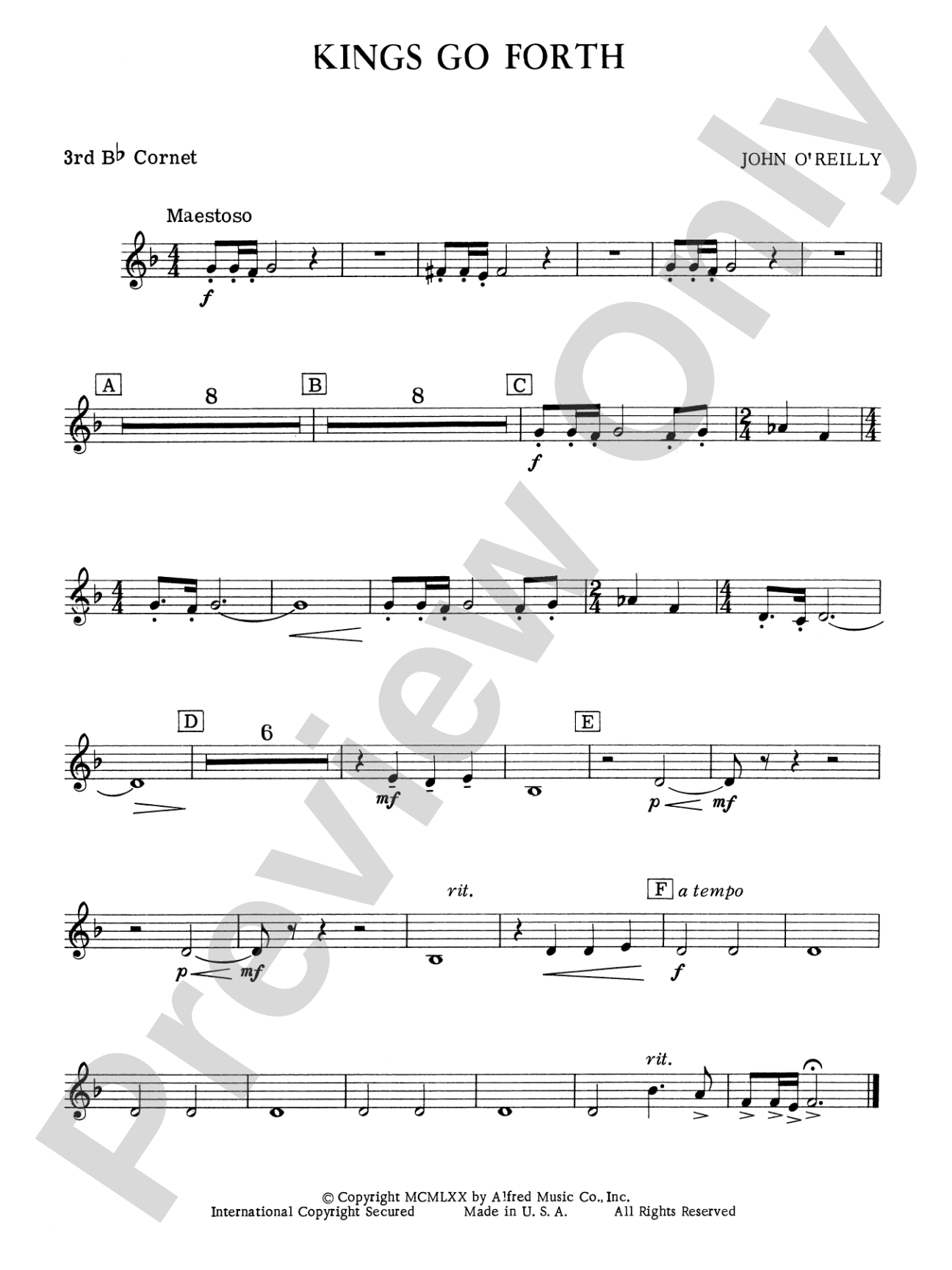 Kings Go Forth: 3rd B-flat Cornet