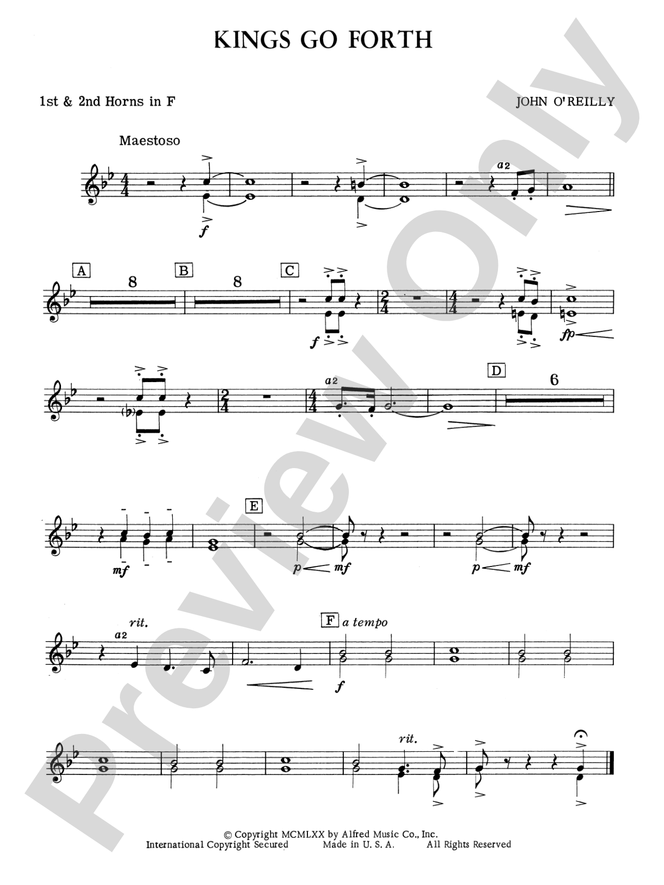 Kings Go Forth: 1st F Horn