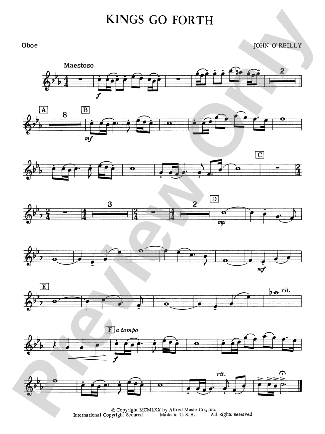 Kings Go Forth: Oboe