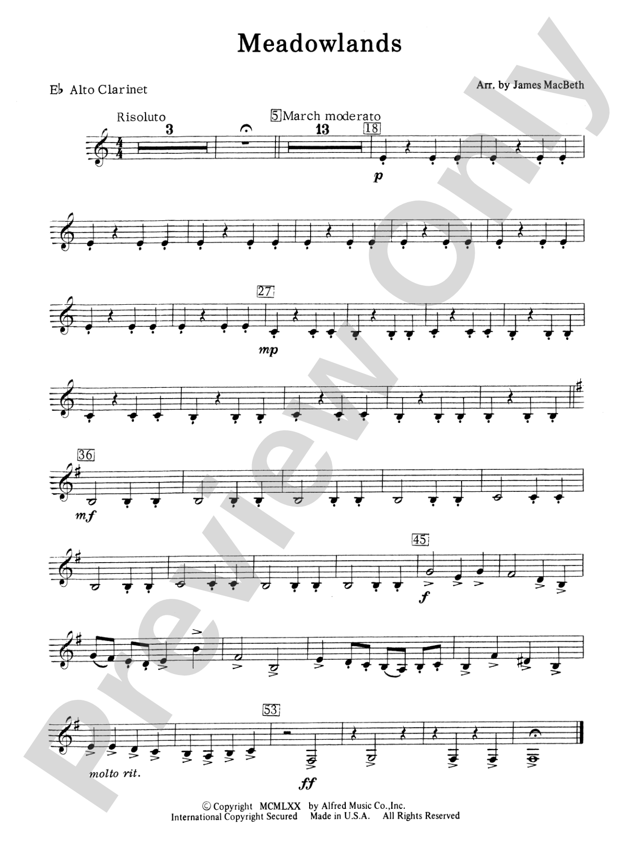 Meadowlands: E-flat Alto Clarinet