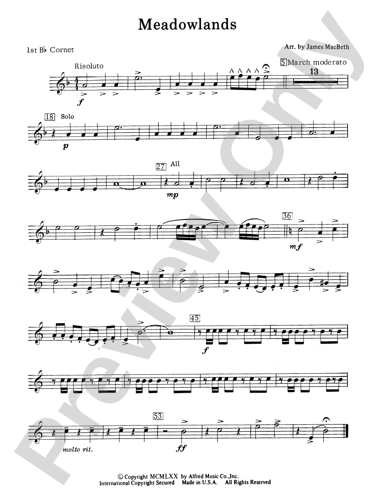 Meadowlands: 1st B-flat Cornet