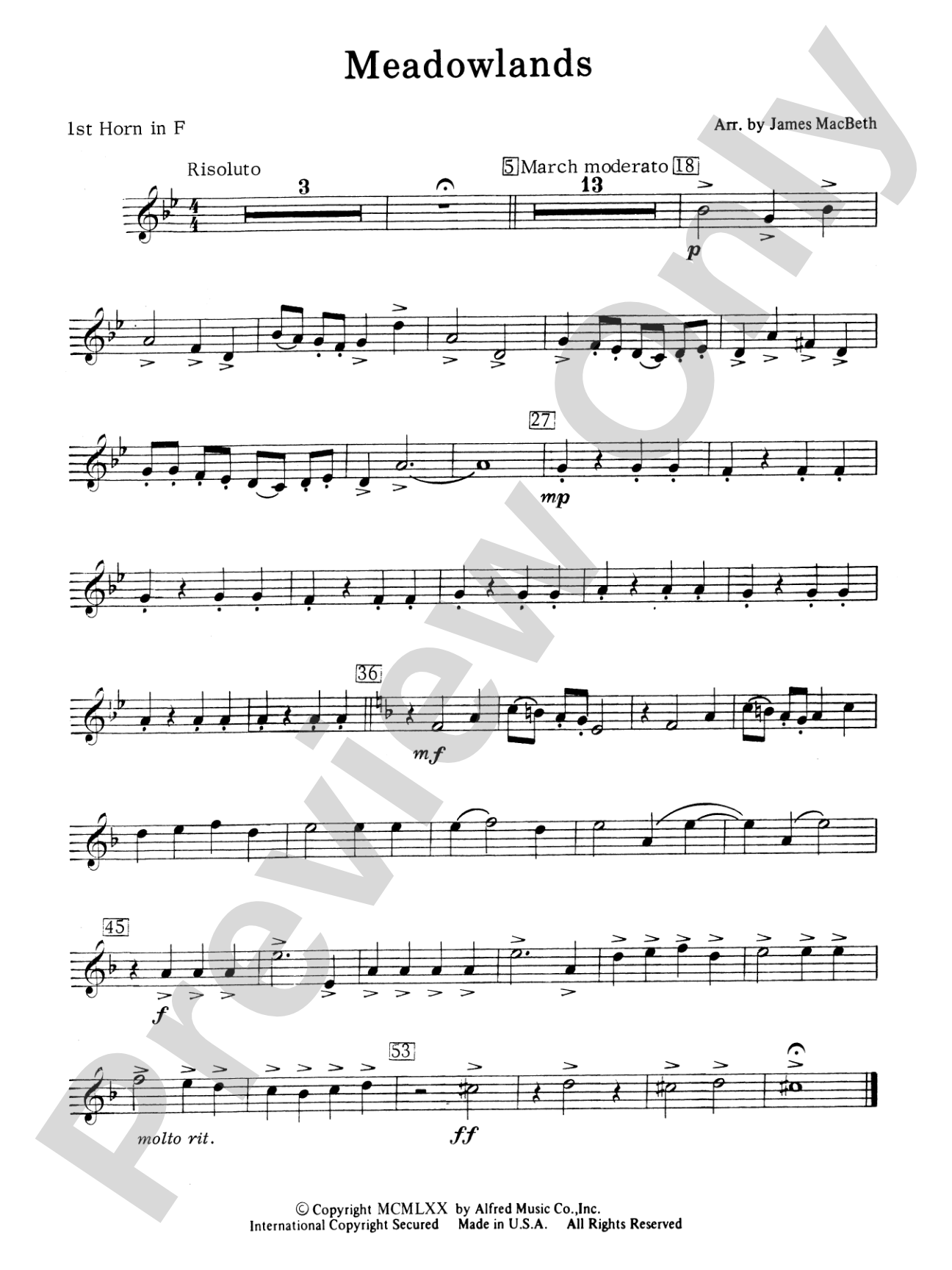 Meadowlands: 1st F Horn