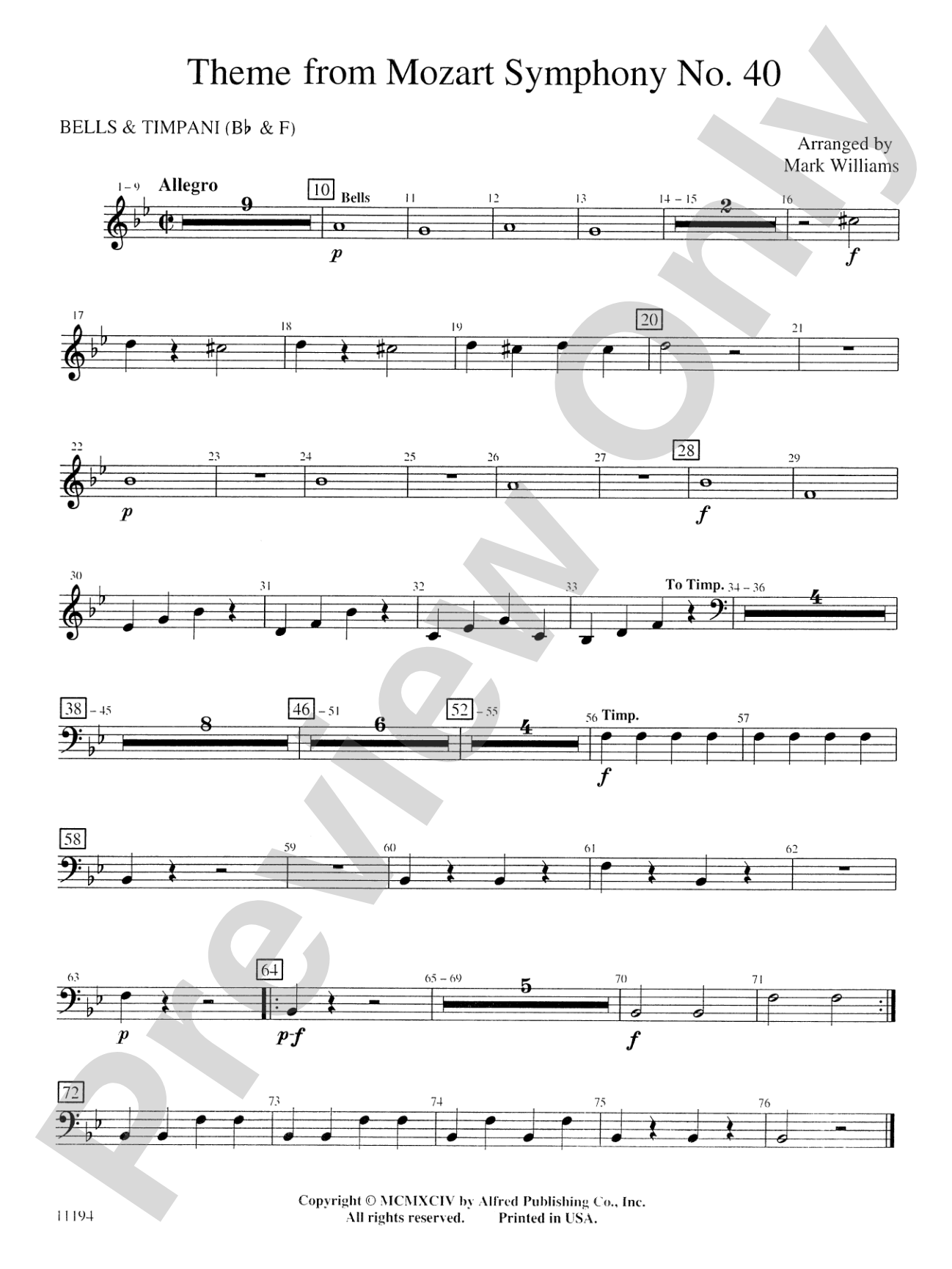 Theme from Mozart Symphony No. 40: Bells