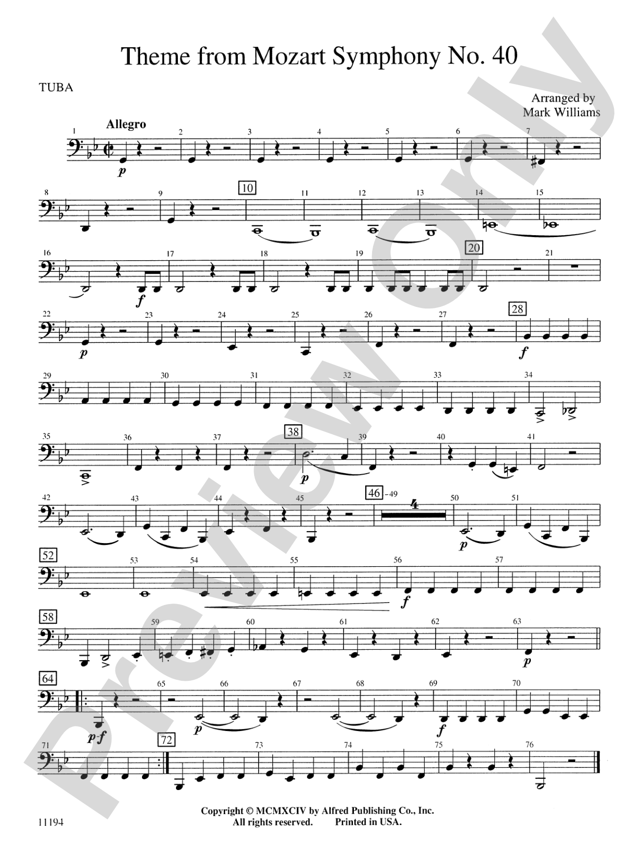 Theme from Mozart Symphony No. 40: Tuba