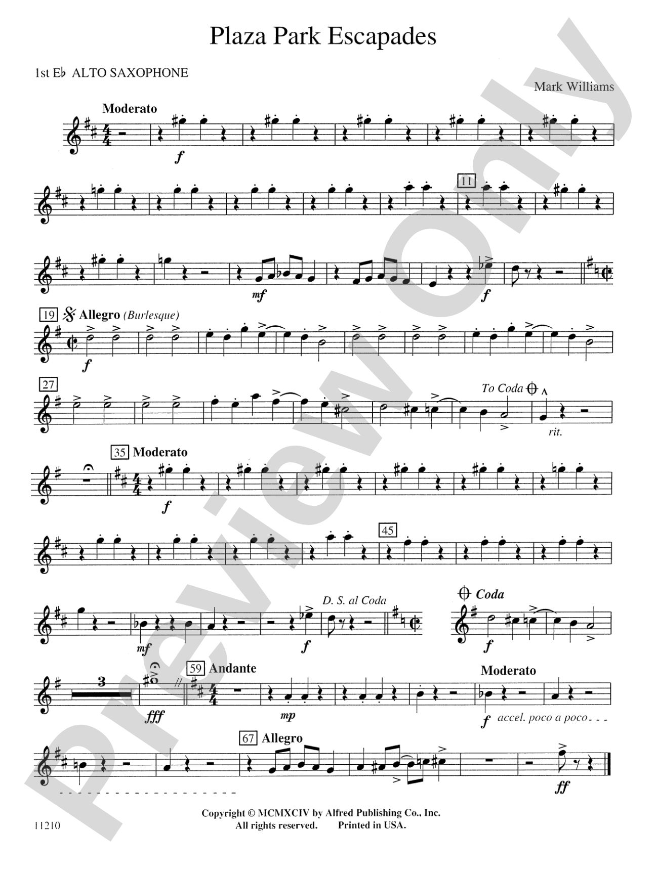 Plaza Park Escapades: E-flat Alto Saxophone