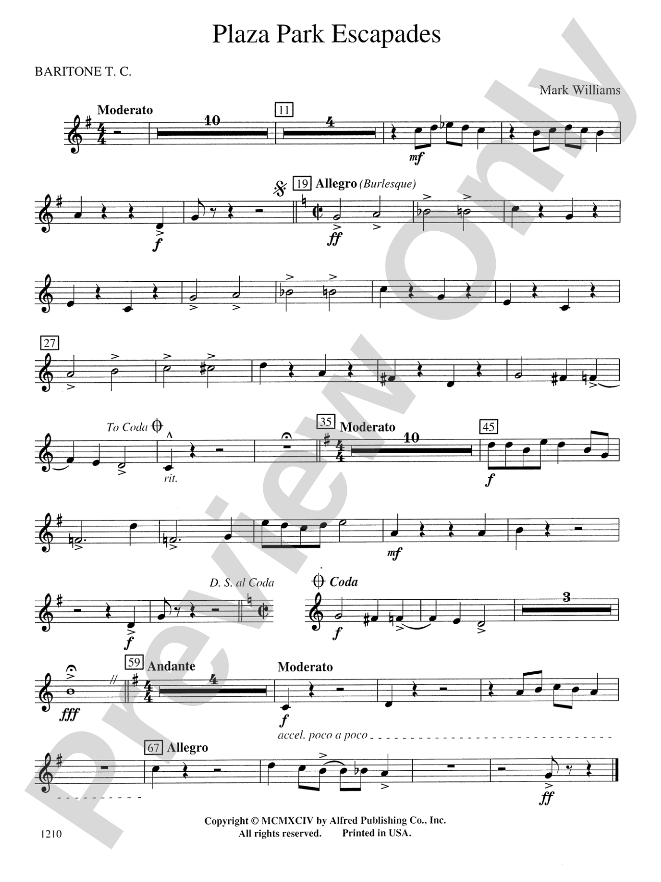 Plaza Park Escapades: Baritone T.C.