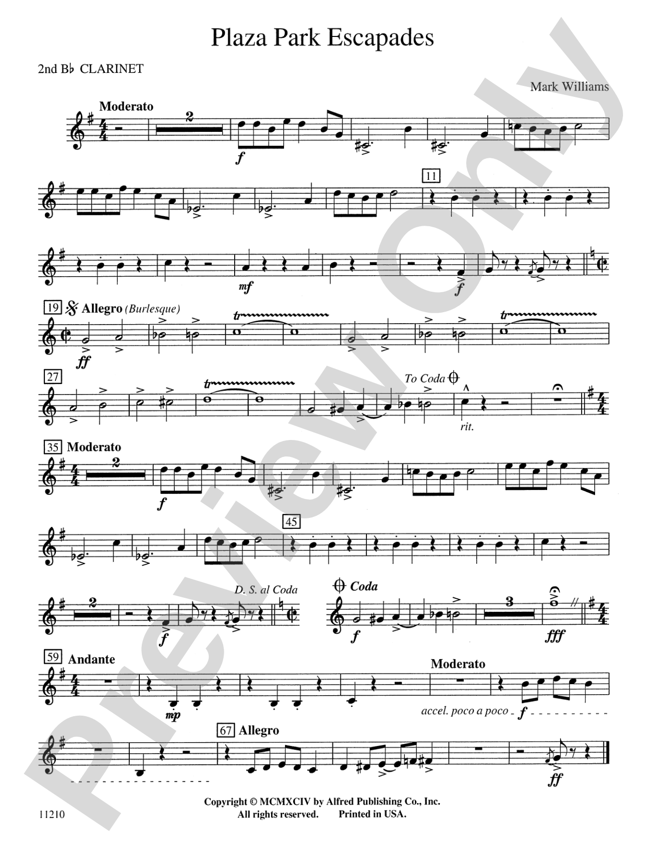 Plaza Park Escapades: 2nd B-flat Clarinet