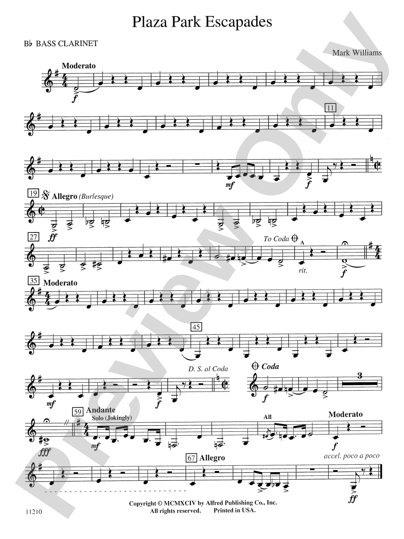 Plaza Park Escapades: B-flat Bass Clarinet