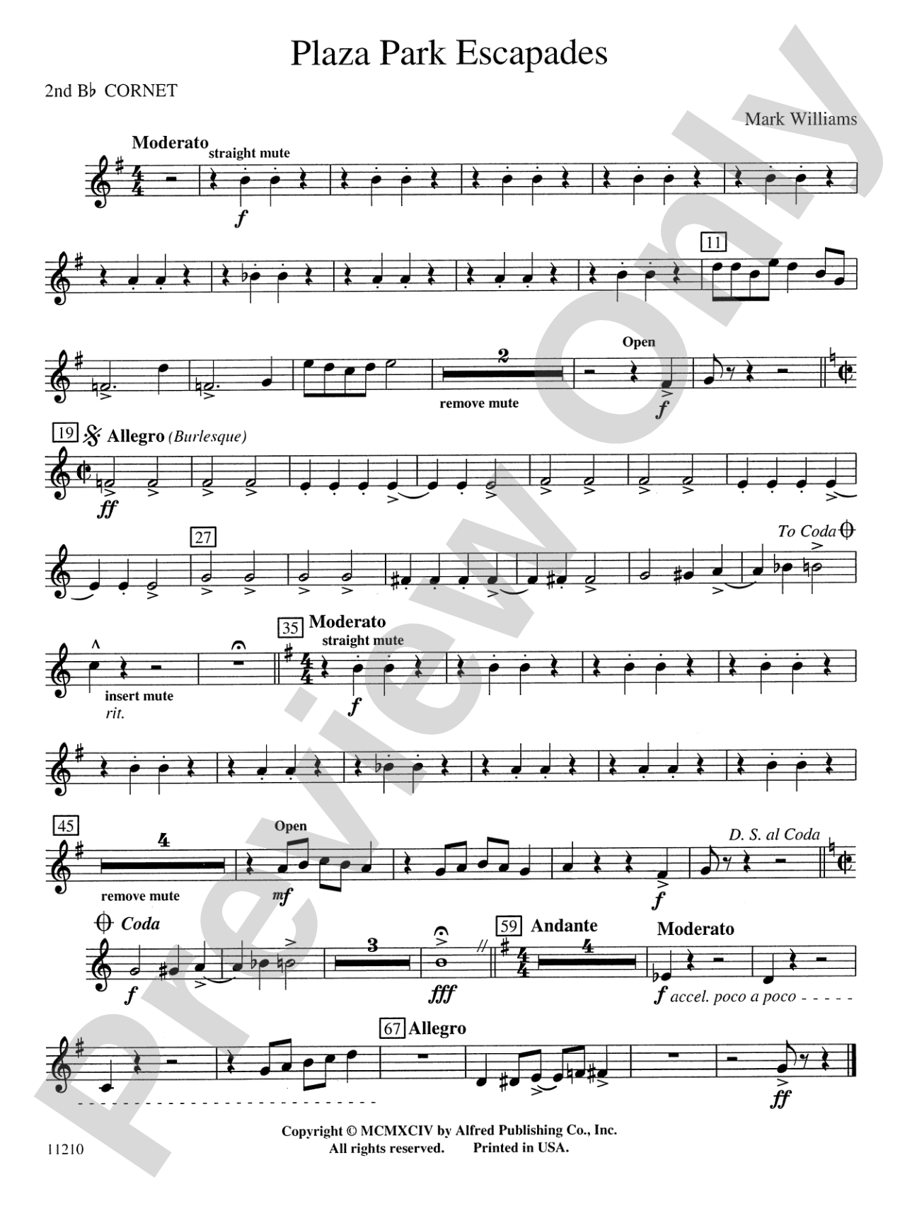 Plaza Park Escapades: 2nd B-flat Cornet