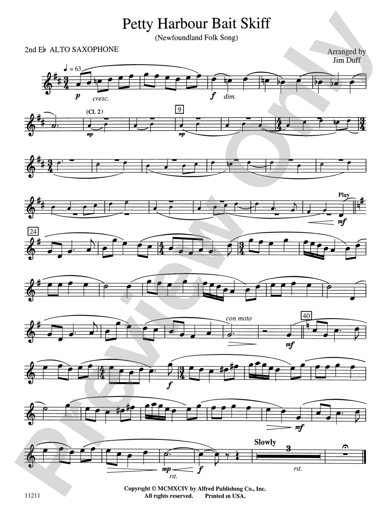 Petty Harbour Bait Skiff: 2nd E-flat Alto Saxophone