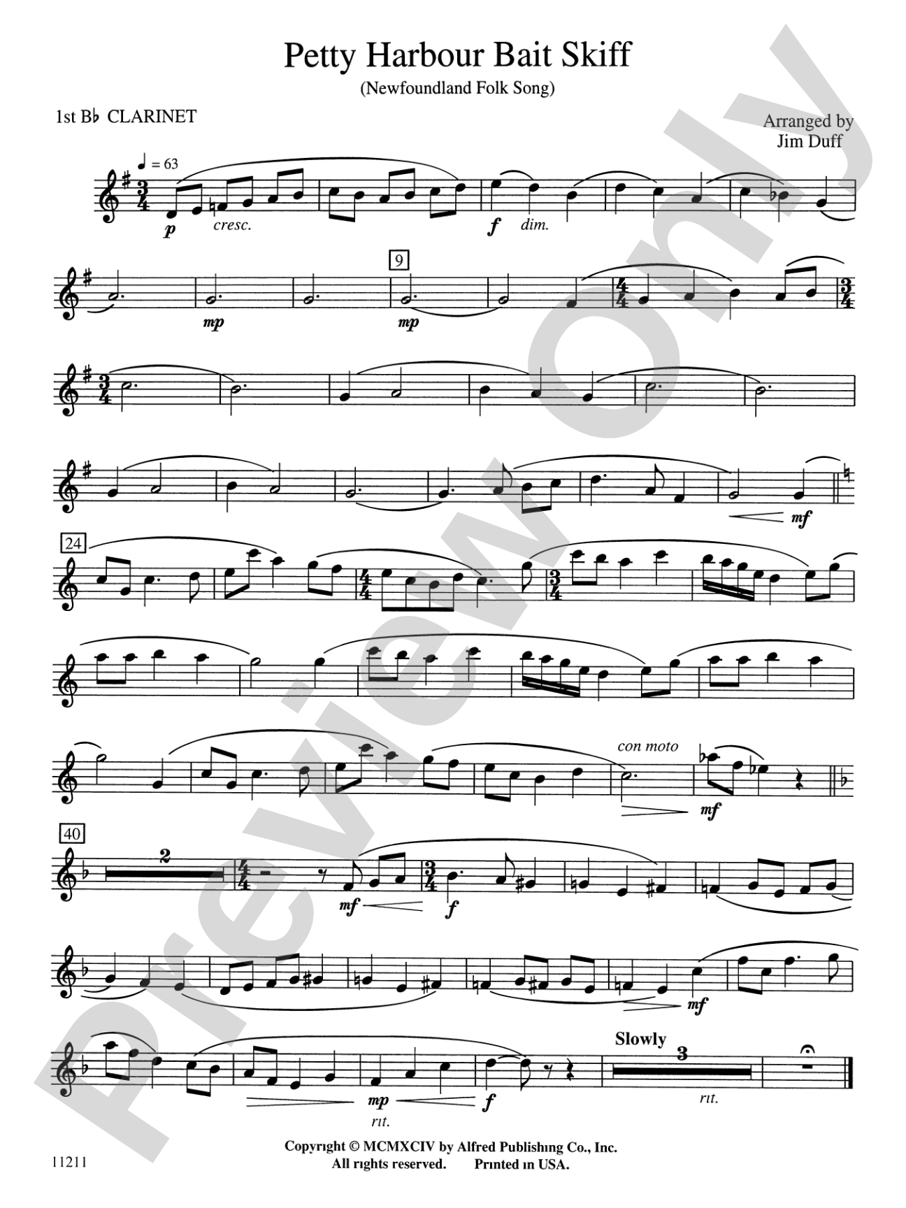 Petty Harbour Bait Skiff: 1st B-flat Clarinet