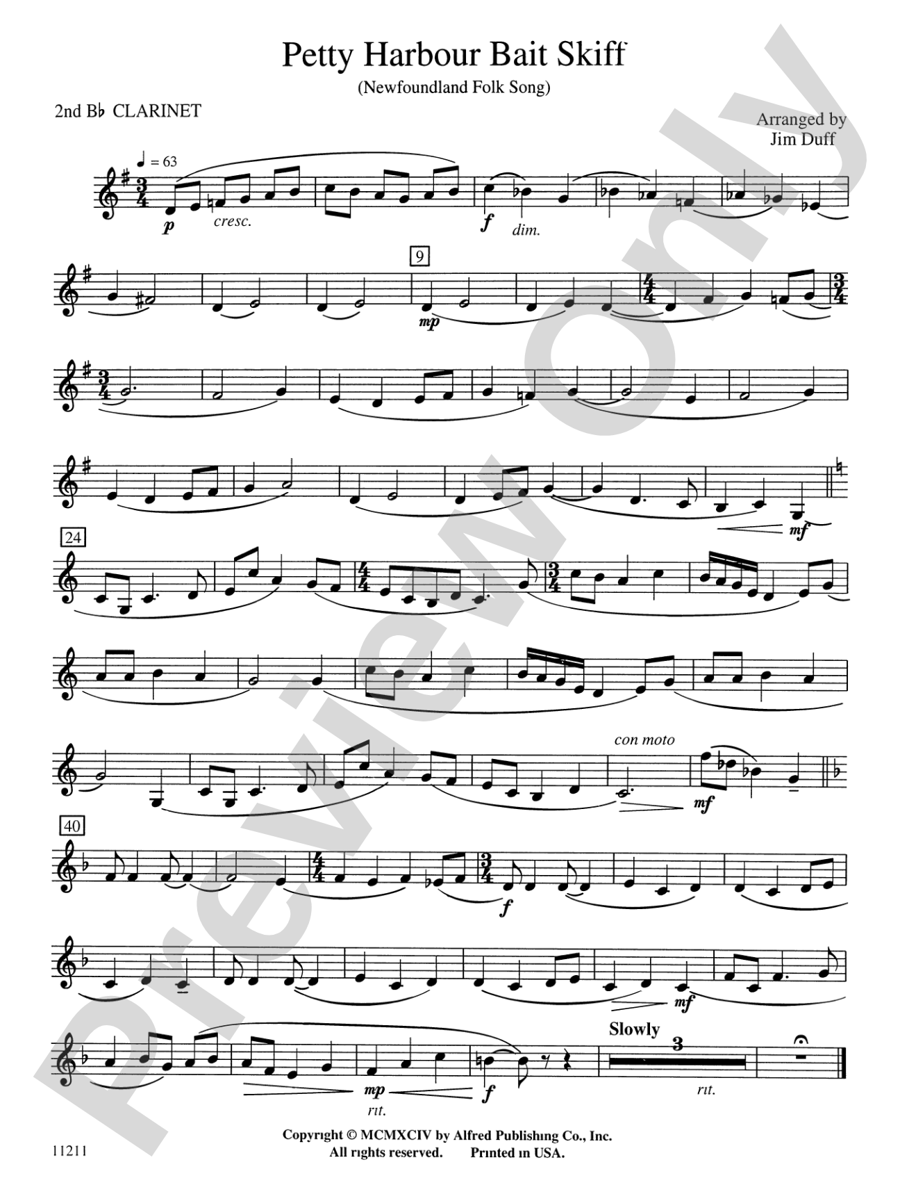 Petty Harbour Bait Skiff: 2nd B-flat Clarinet