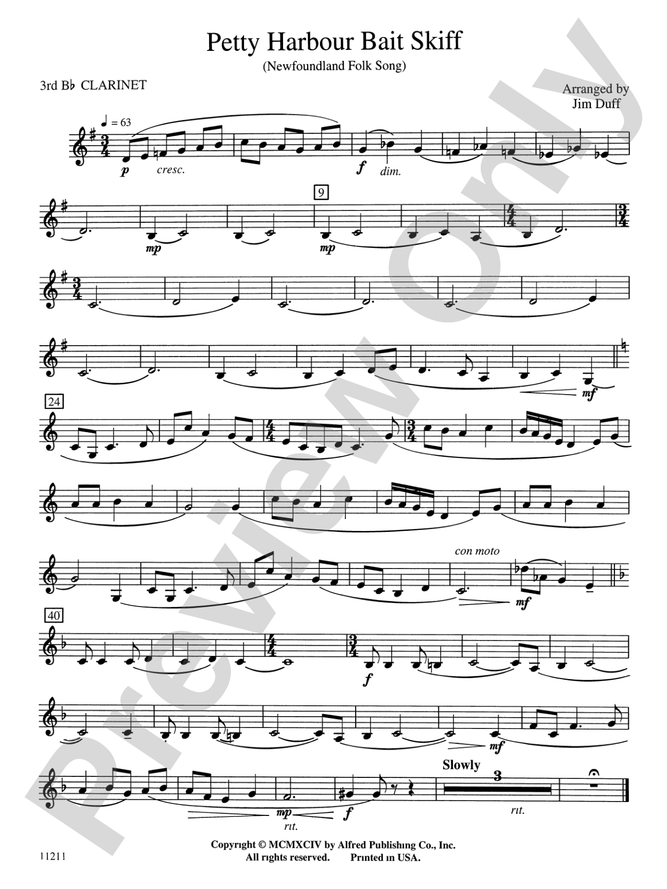 Petty Harbour Bait Skiff: 3rd B-flat Clarinet