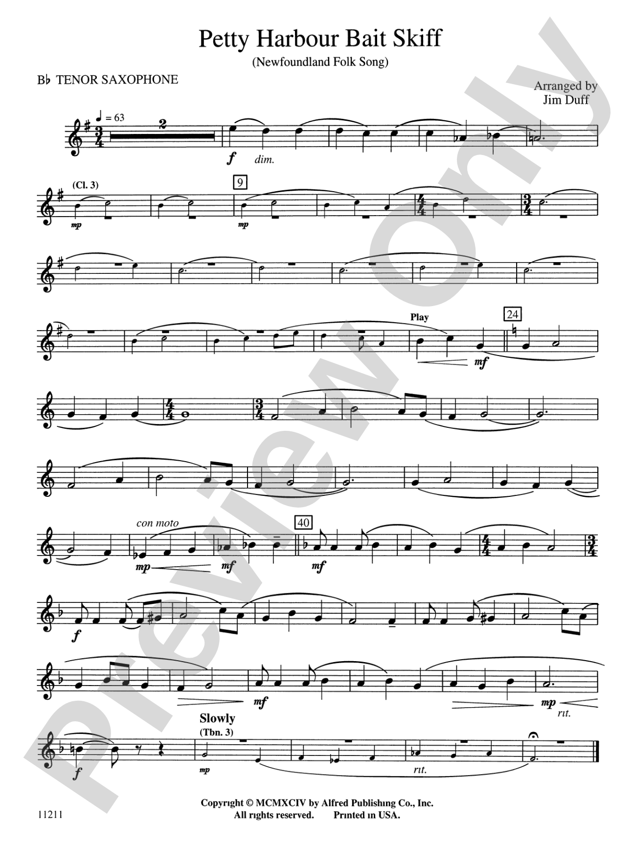 Petty Harbour Bait Skiff: B-flat Tenor Saxophone