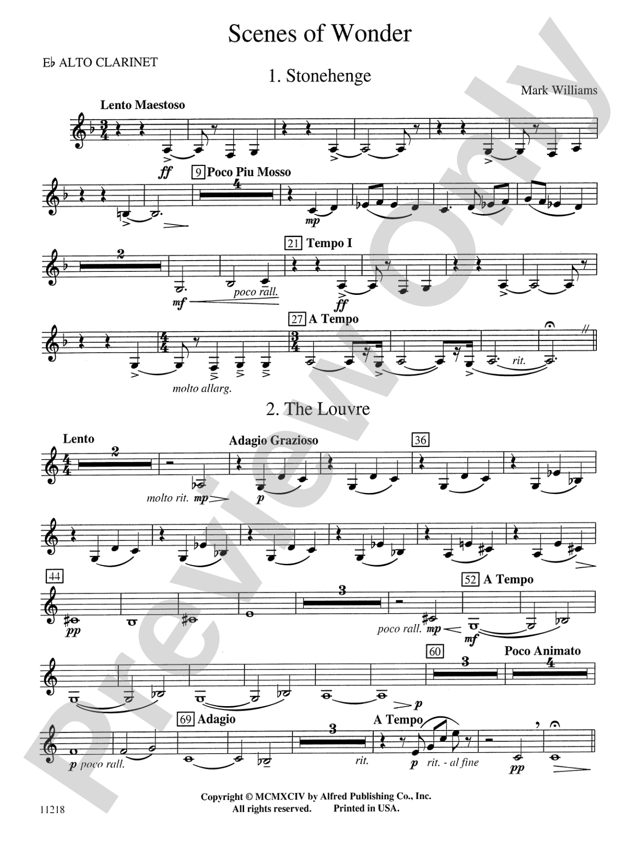 Scenes of Wonder: E-flat Alto Clarinet