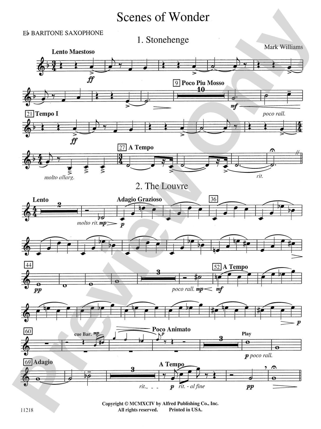 Scenes of Wonder: E-flat Baritone Saxophone