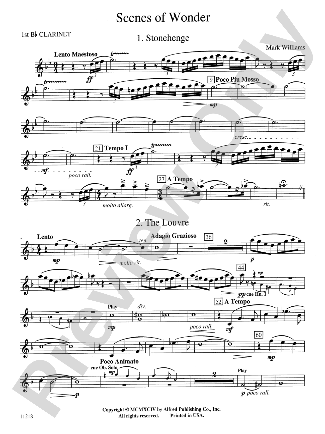 Scenes of Wonder: 1st B-flat Clarinet