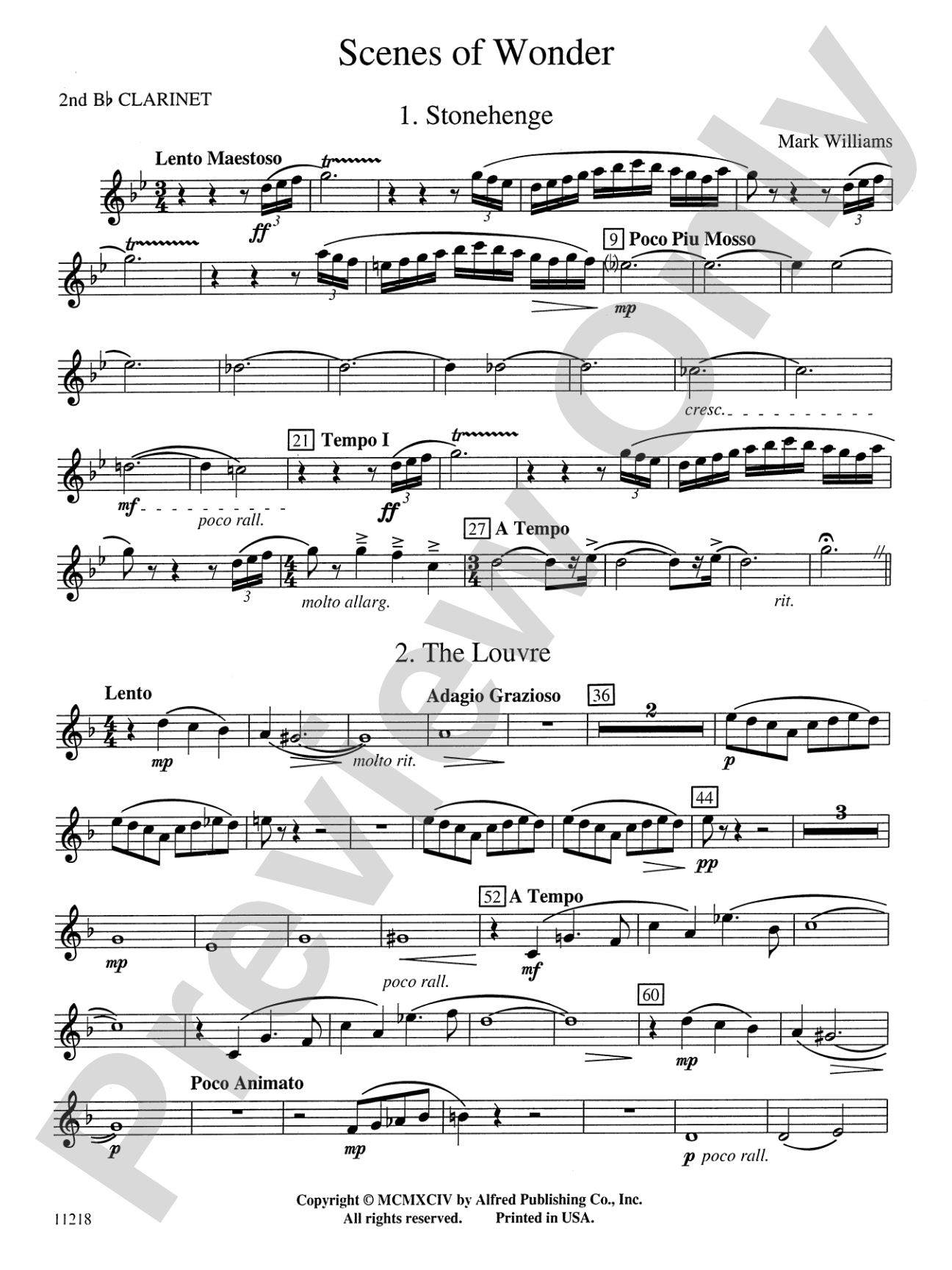 Scenes of Wonder: 2nd B-flat Clarinet