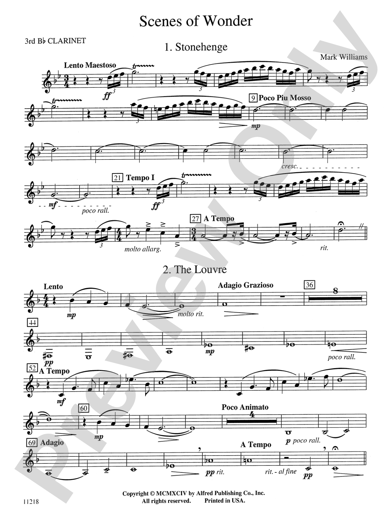 Scenes of Wonder: 3rd B-flat Clarinet
