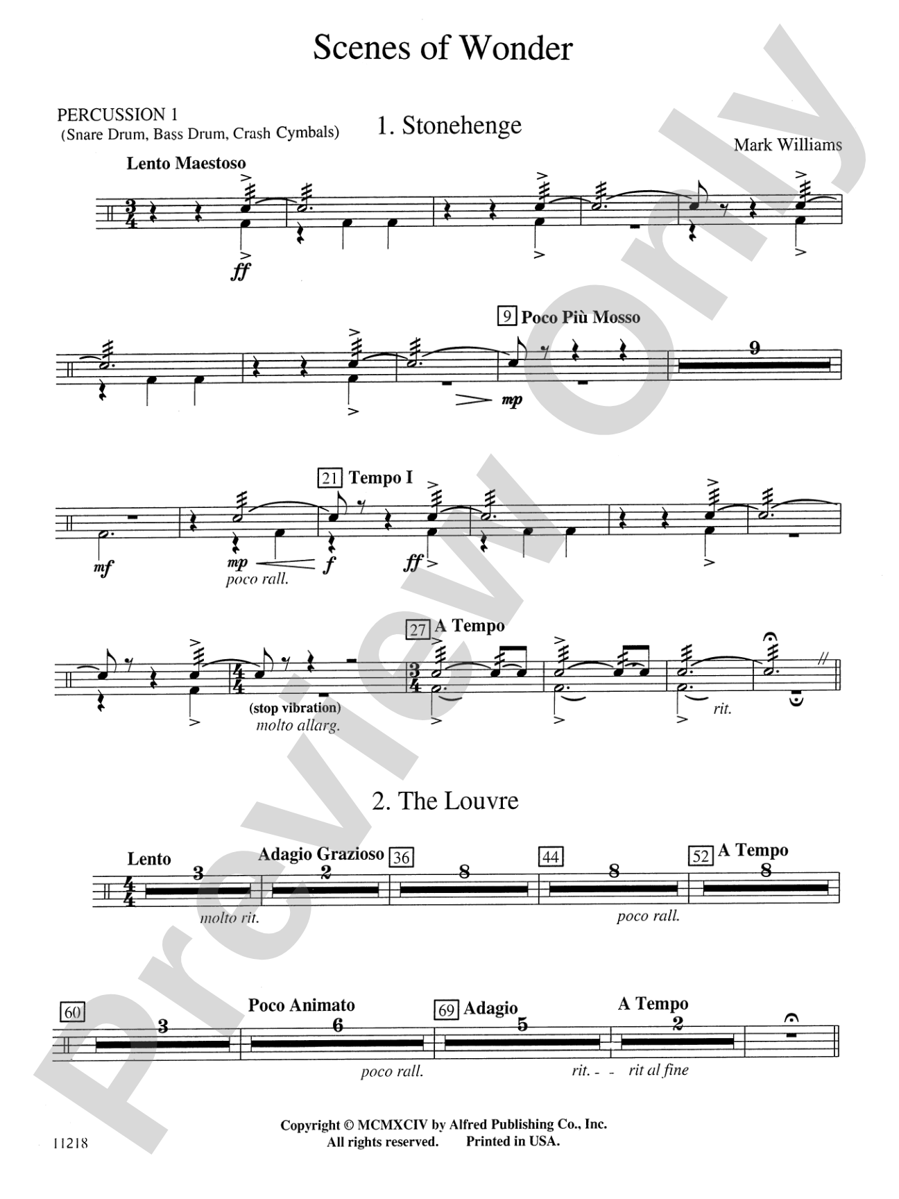 Scenes of Wonder: 1st Percussion