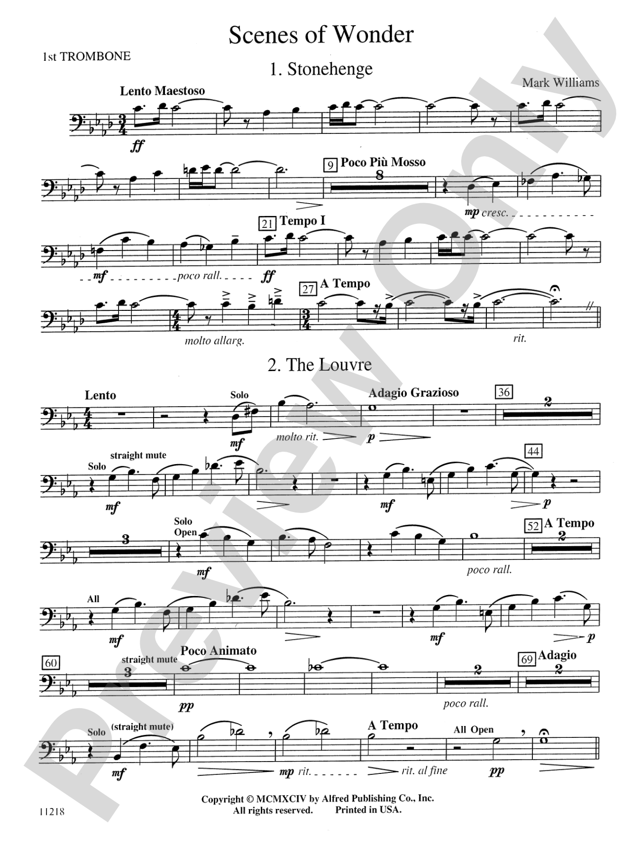 Scenes of Wonder: 1st Trombone