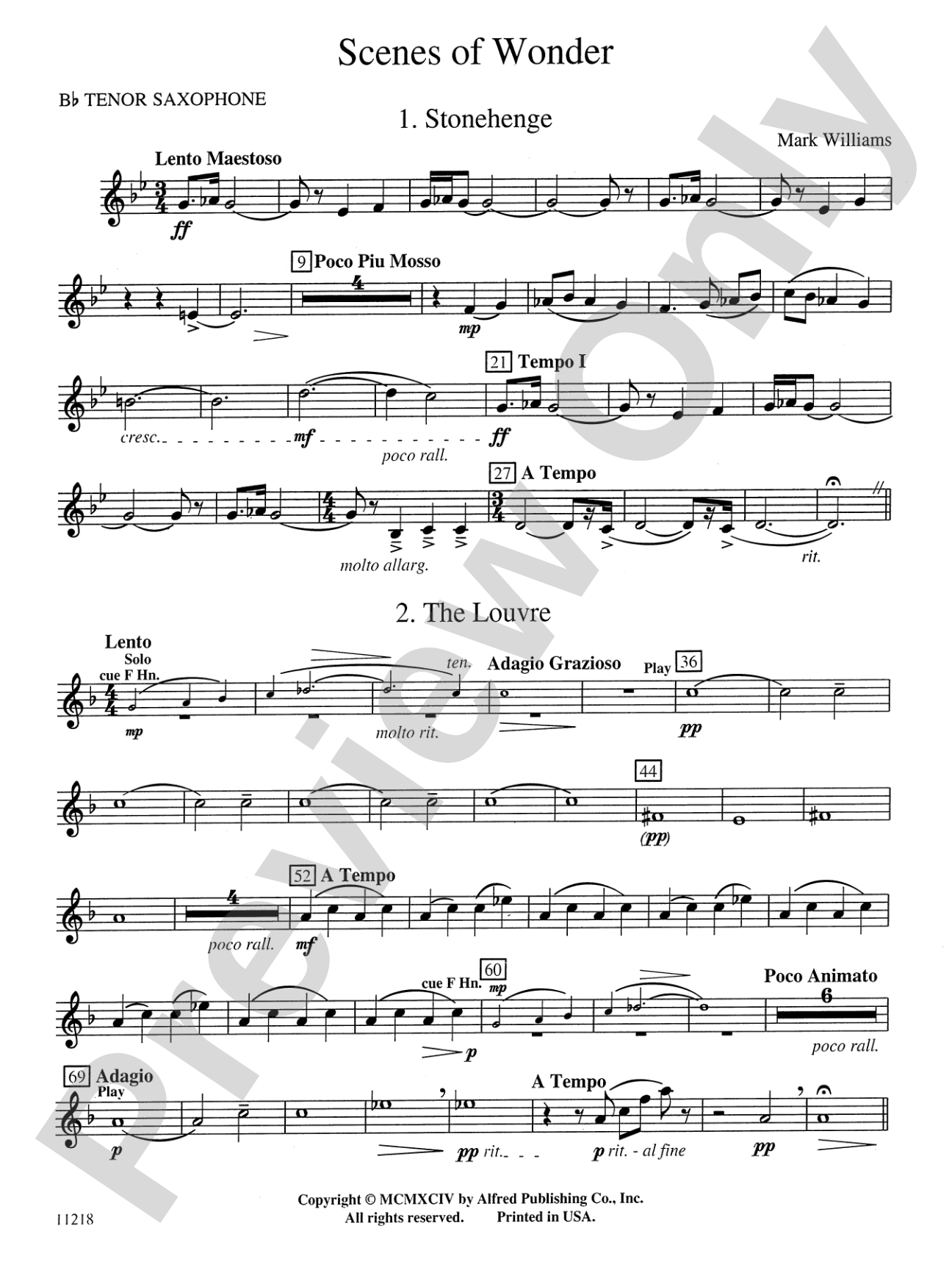 Scenes of Wonder: B-flat Tenor Saxophone