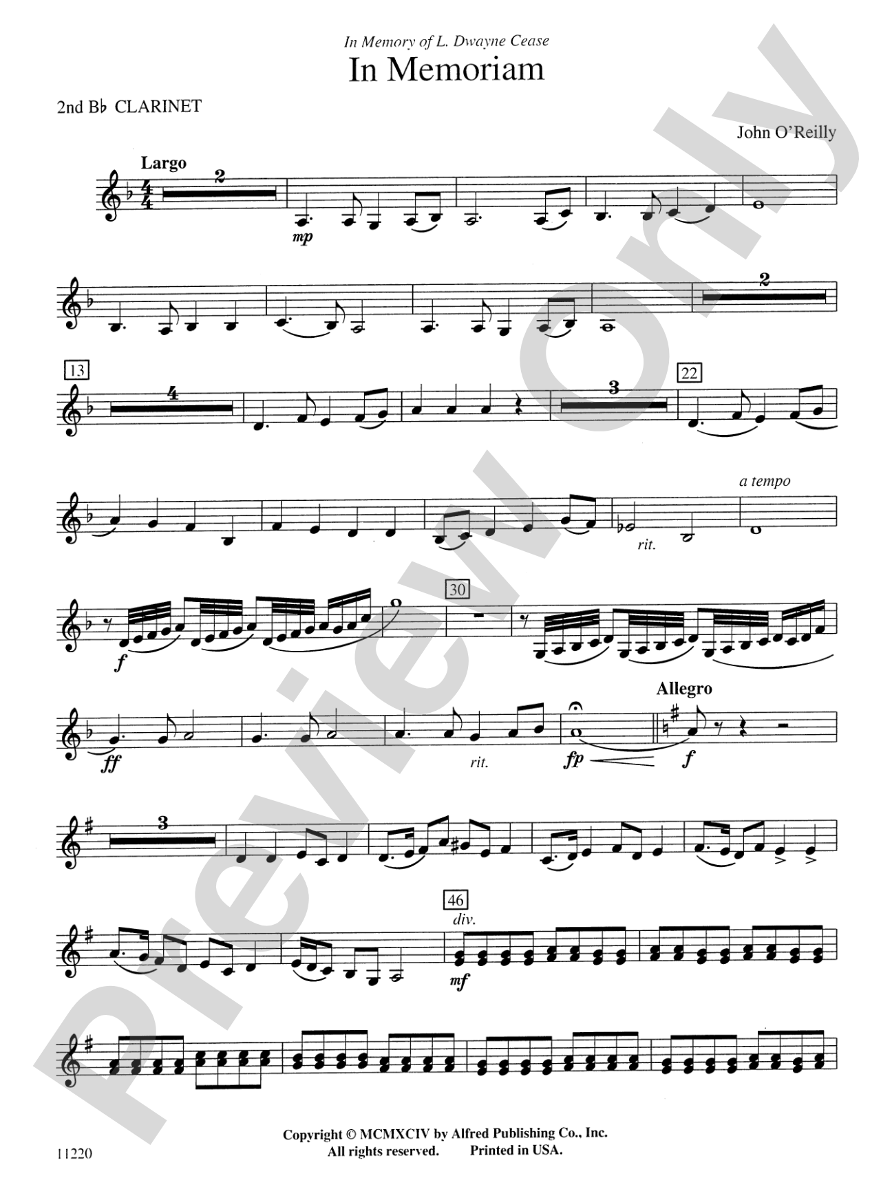 In Memoriam: 2nd B-flat Clarinet