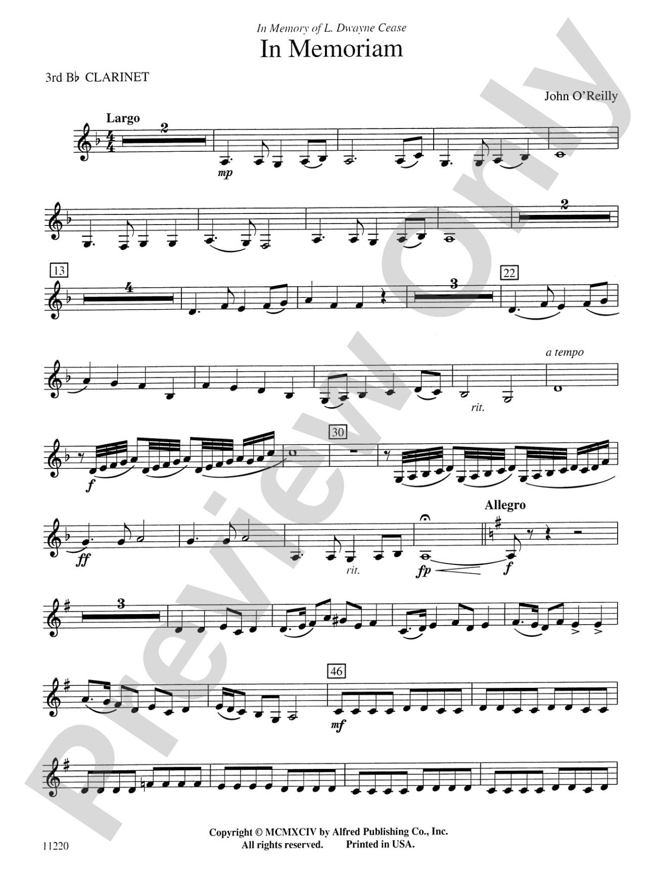In Memoriam: 3rd B-flat Clarinet