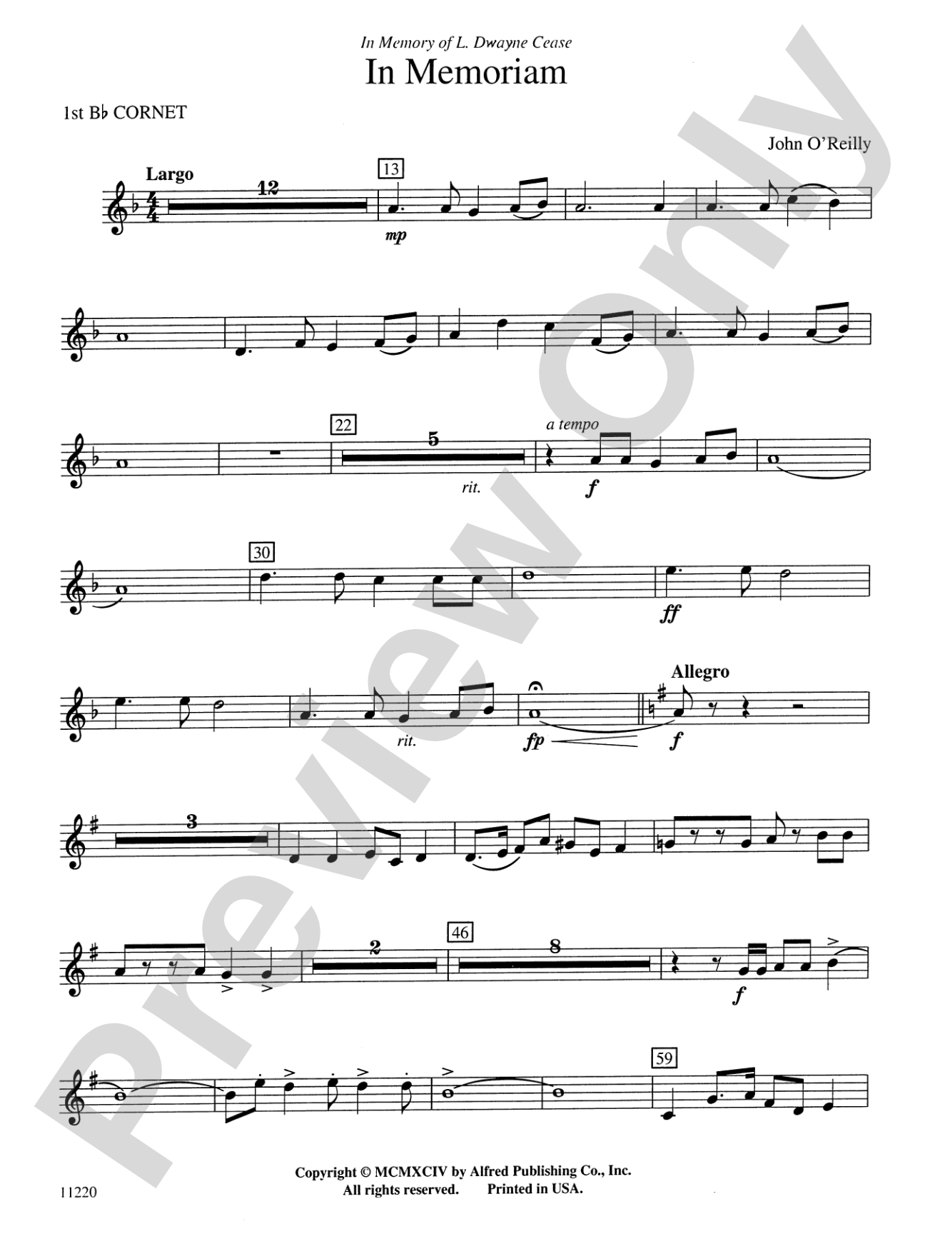 In Memoriam: 1st B-flat Cornet