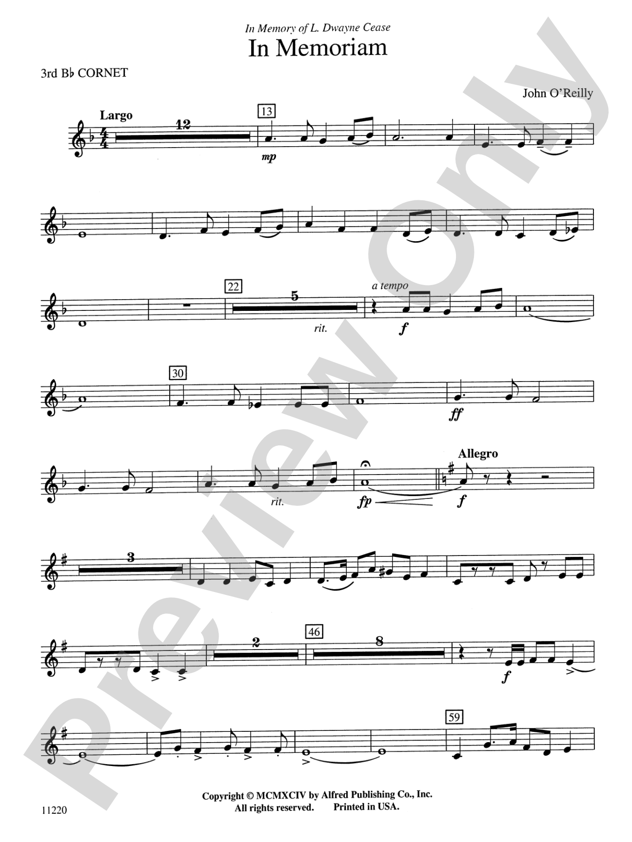In Memoriam: 3rd B-flat Cornet
