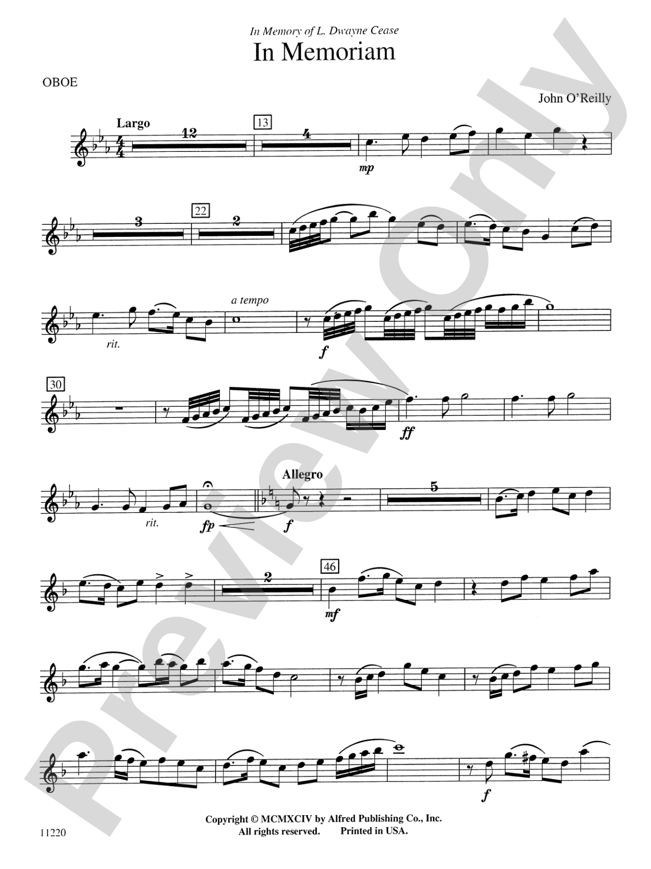 In Memoriam: Oboe