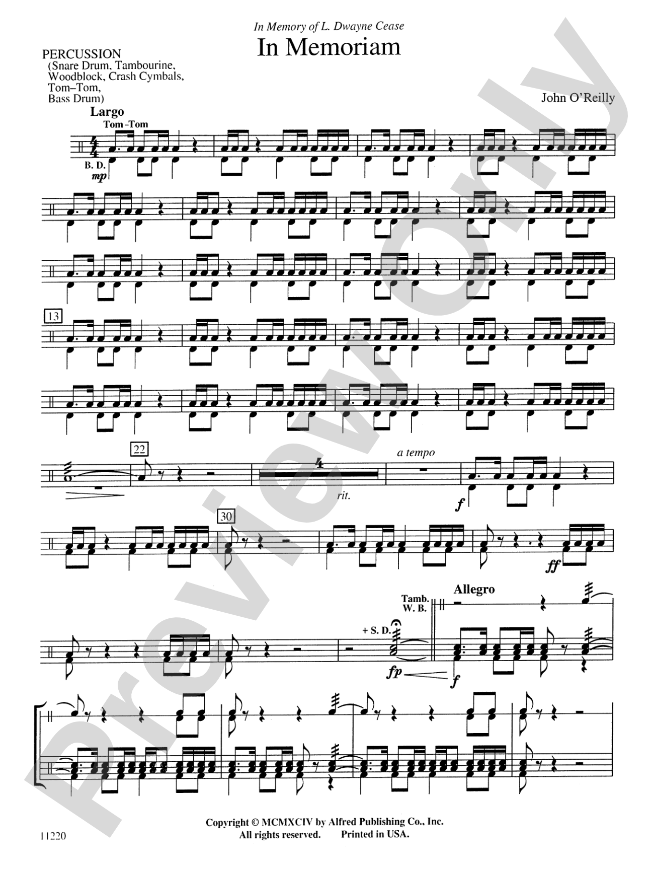 In Memoriam: 1st Percussion
